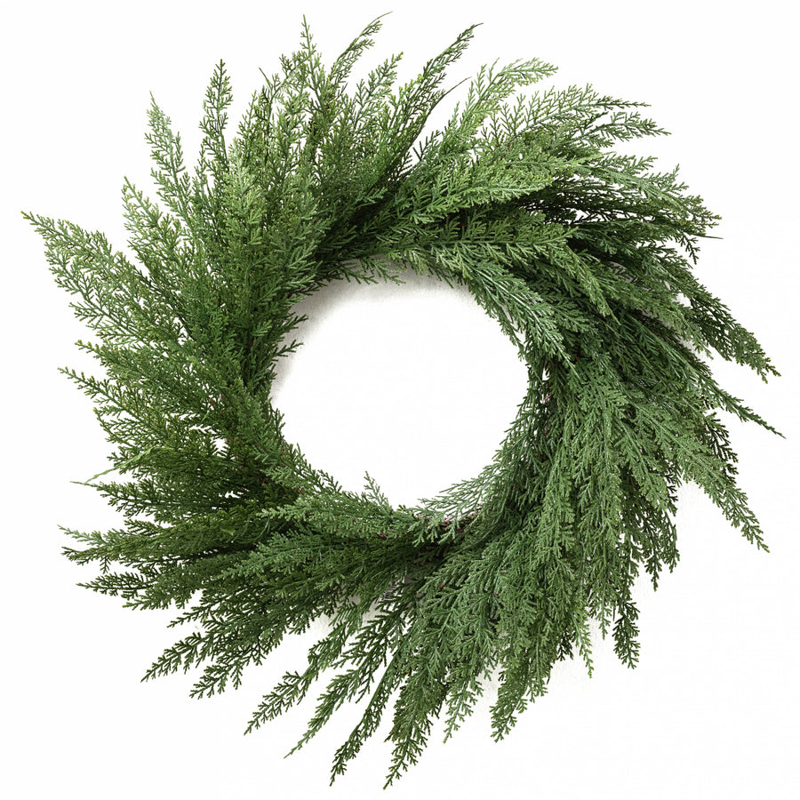 28" Faux Cedar Arborvitae Wreath