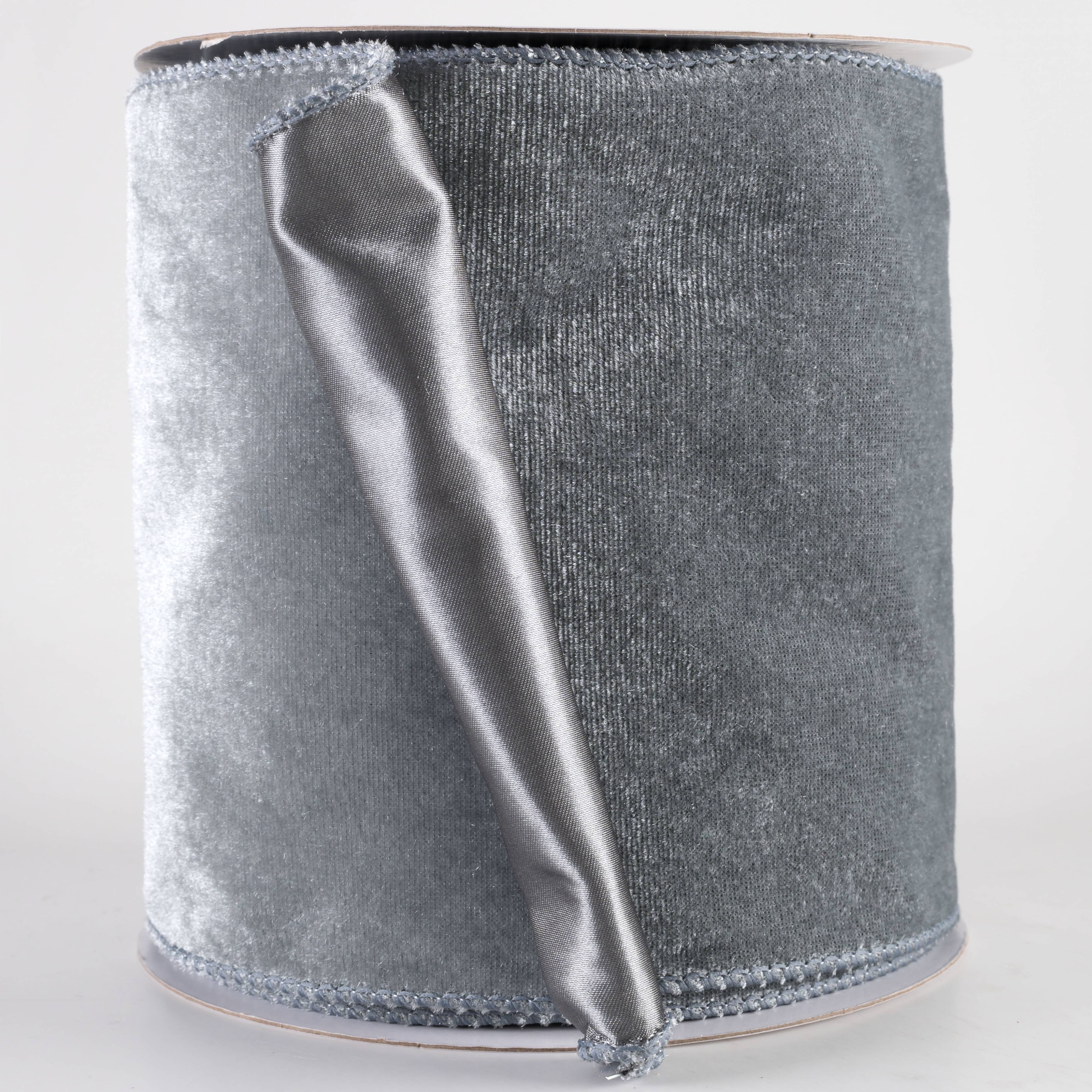 6" Deluxe Velvet Satin Backing Ribbon: Dark Grey (10 Yards)