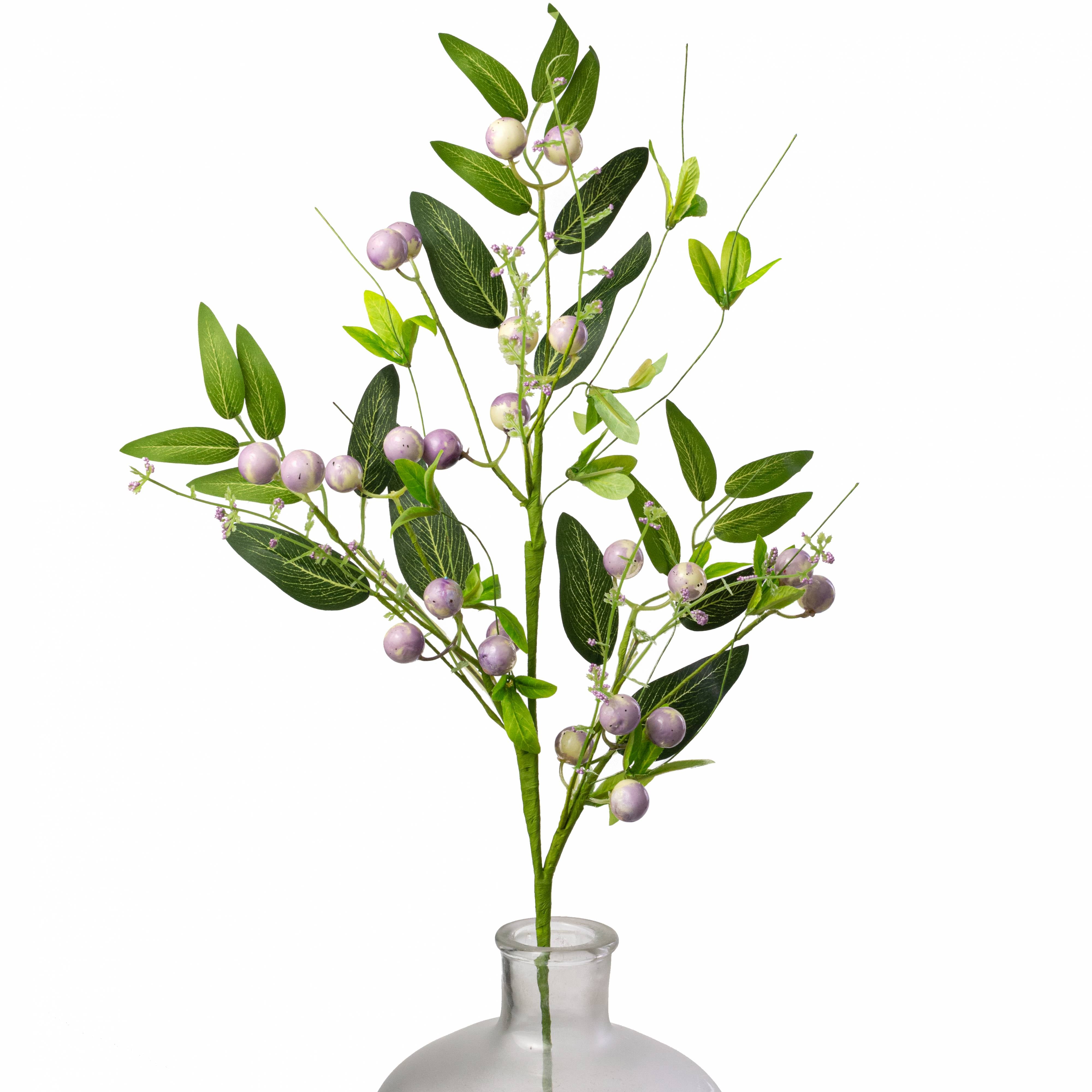 26" Berries and Leaves Spray: Lavender Purple