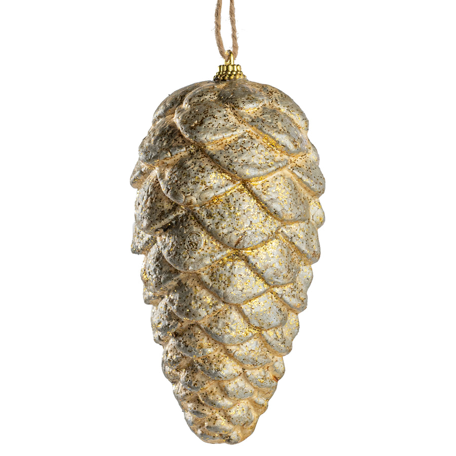 6.5" Rustic Lightweight Ornament: Gold Pinecone
