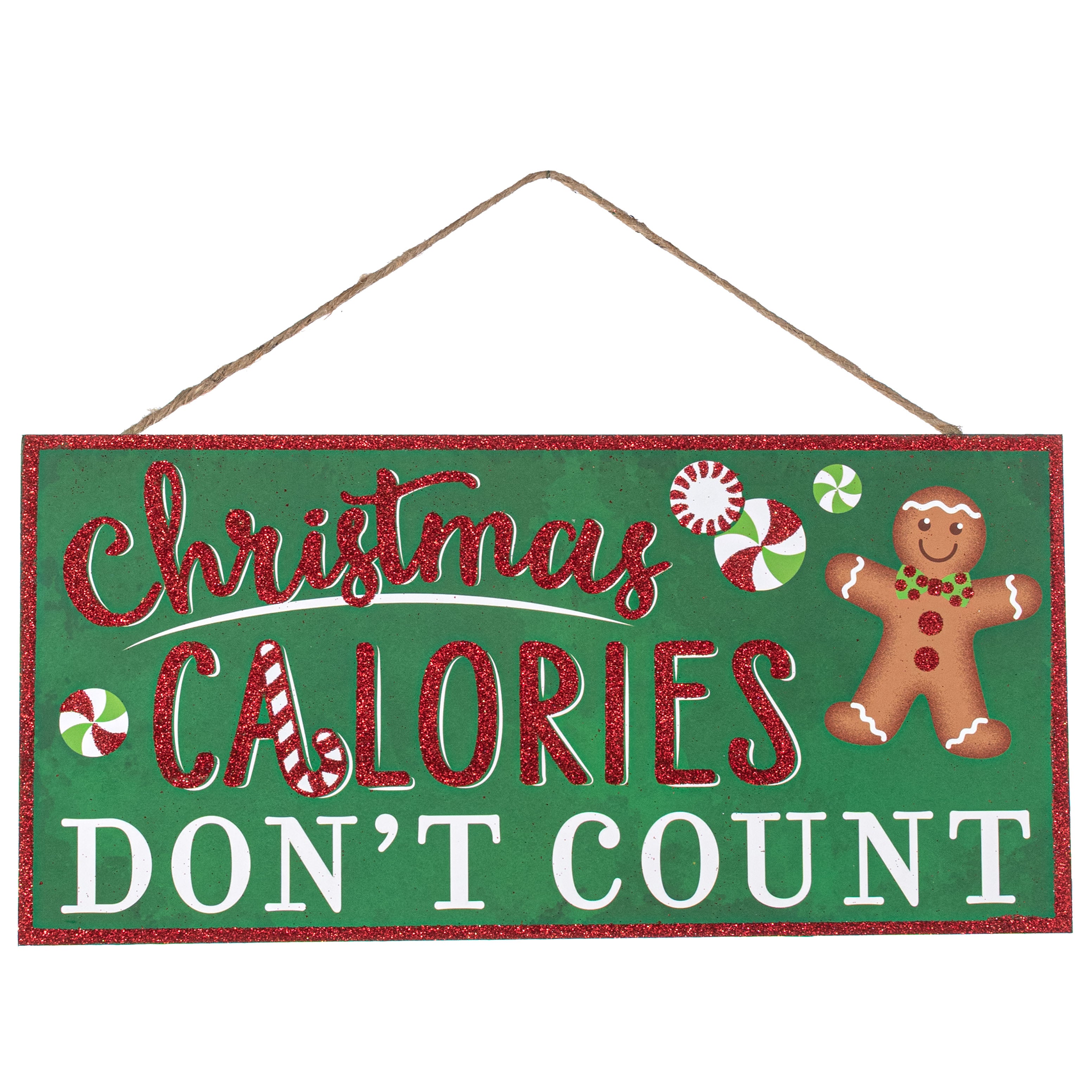12" Wooden Sign: Christmas Calories Gingerbread