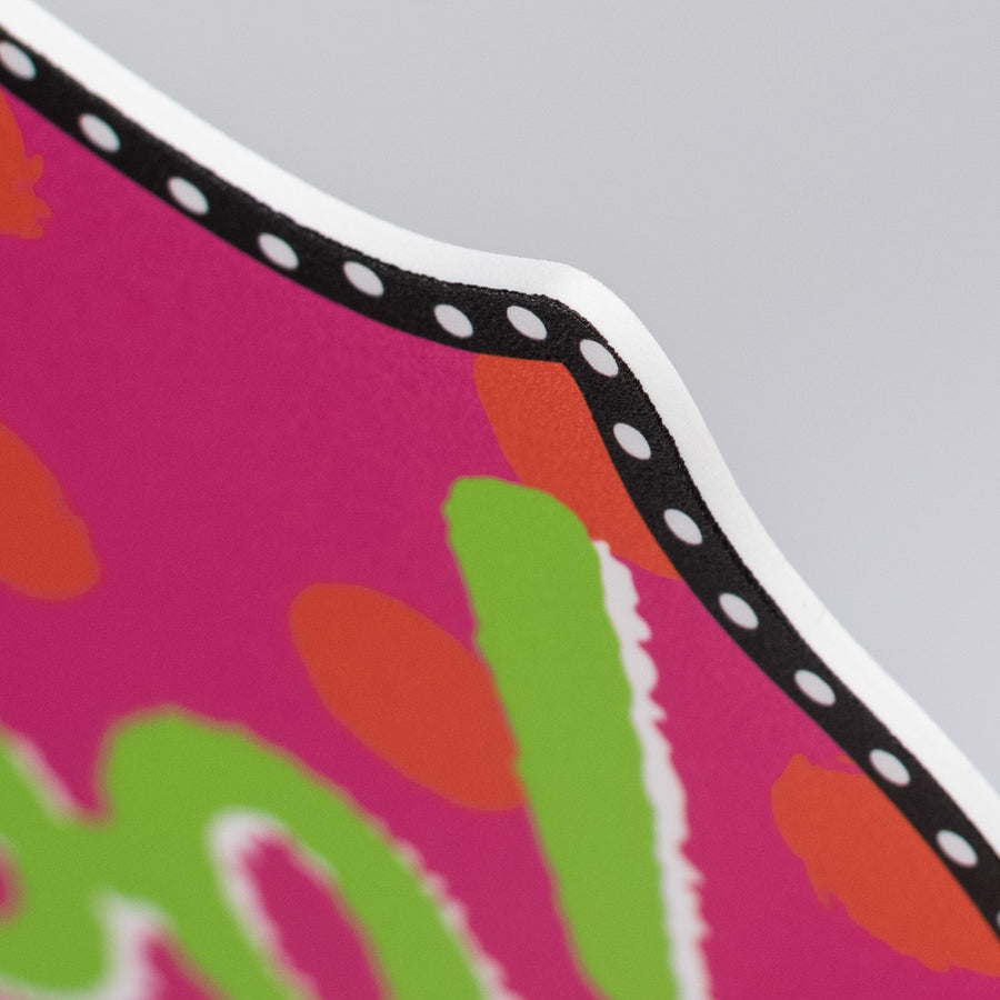 10" Waterproof Accent Sign: Scalloped Dots Boo Pink & Orange