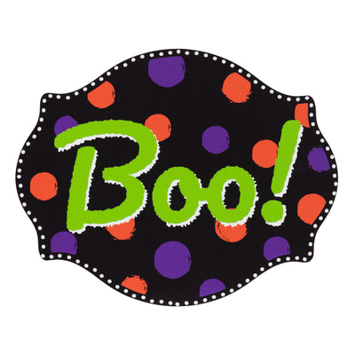 10" Waterproof Accent Sign: Scalloped Dots Boo Black Halloween