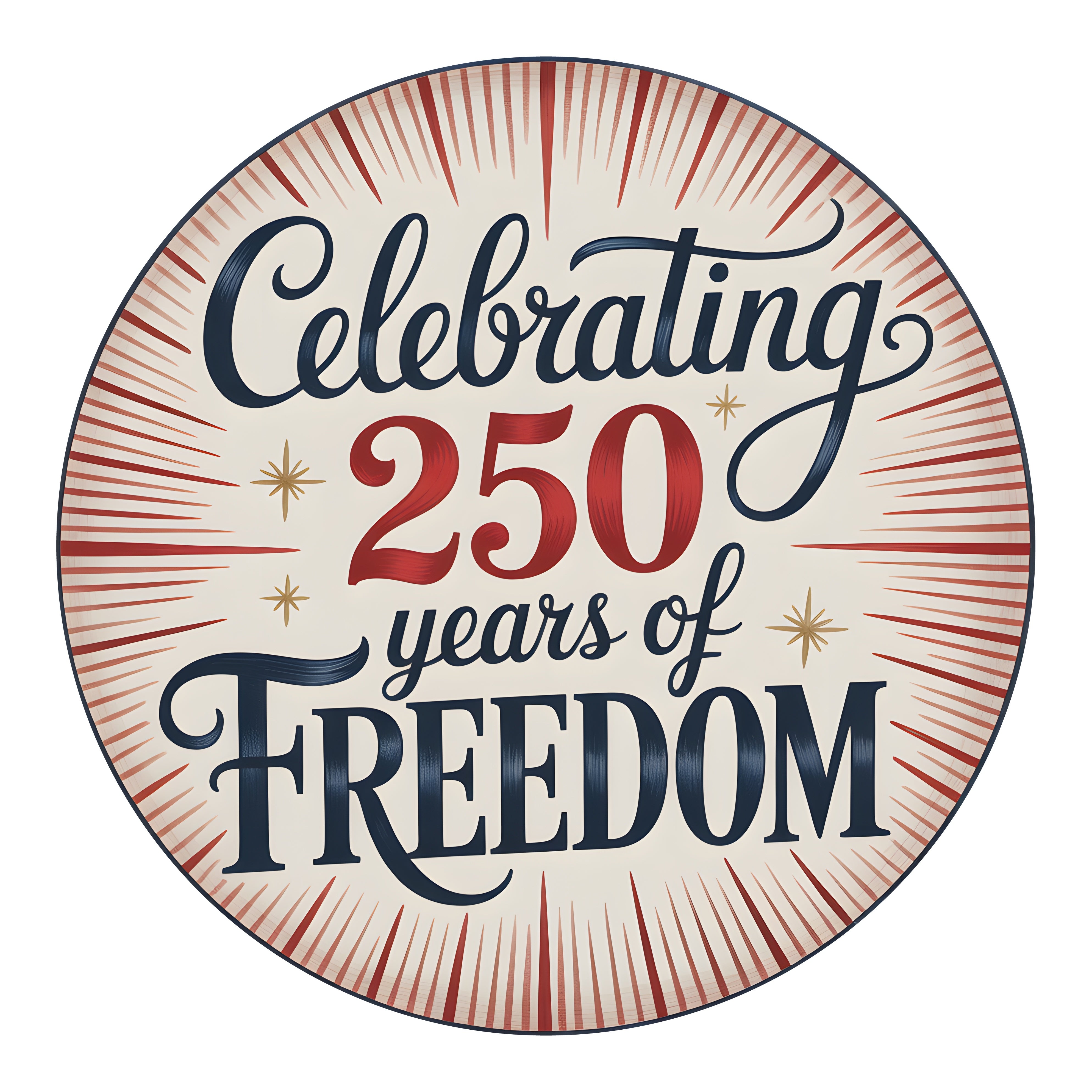 9.4" Round Waterproof Sign: Celebrating 250 Years of Freedom