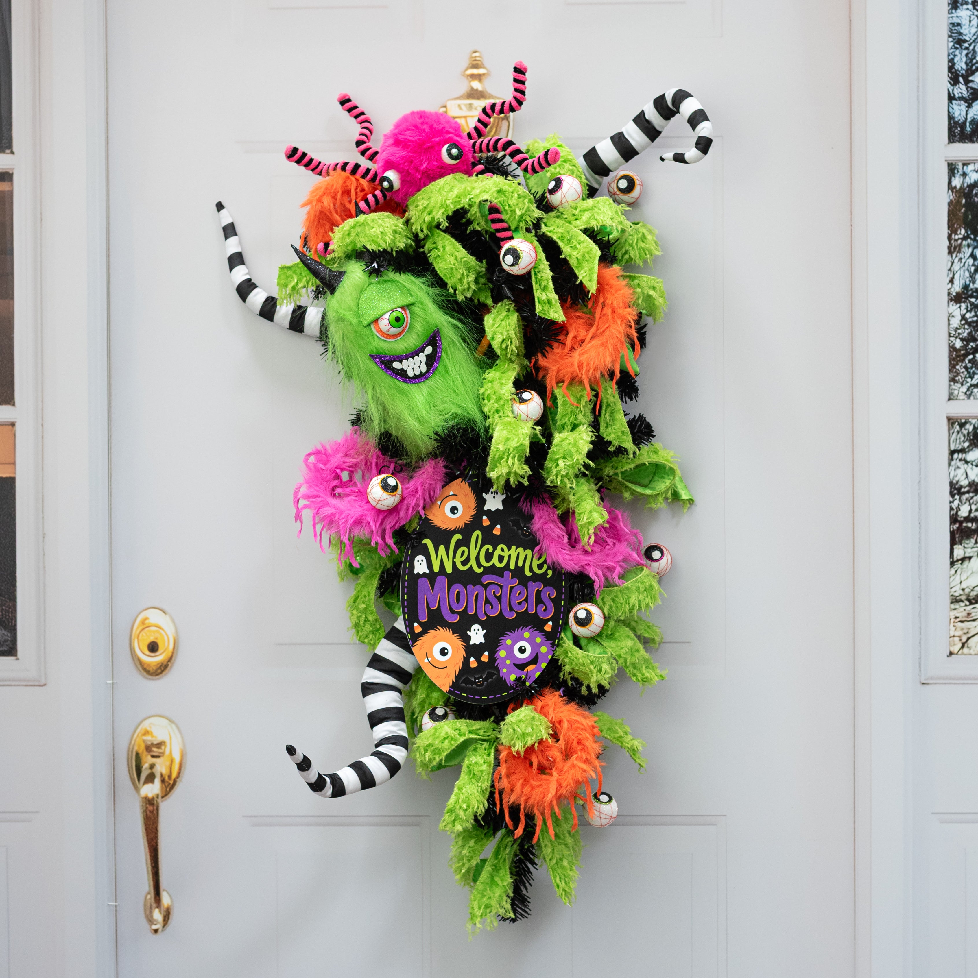 10.5" Oval Waterproof Sign: Halloween Welcome Monsters
