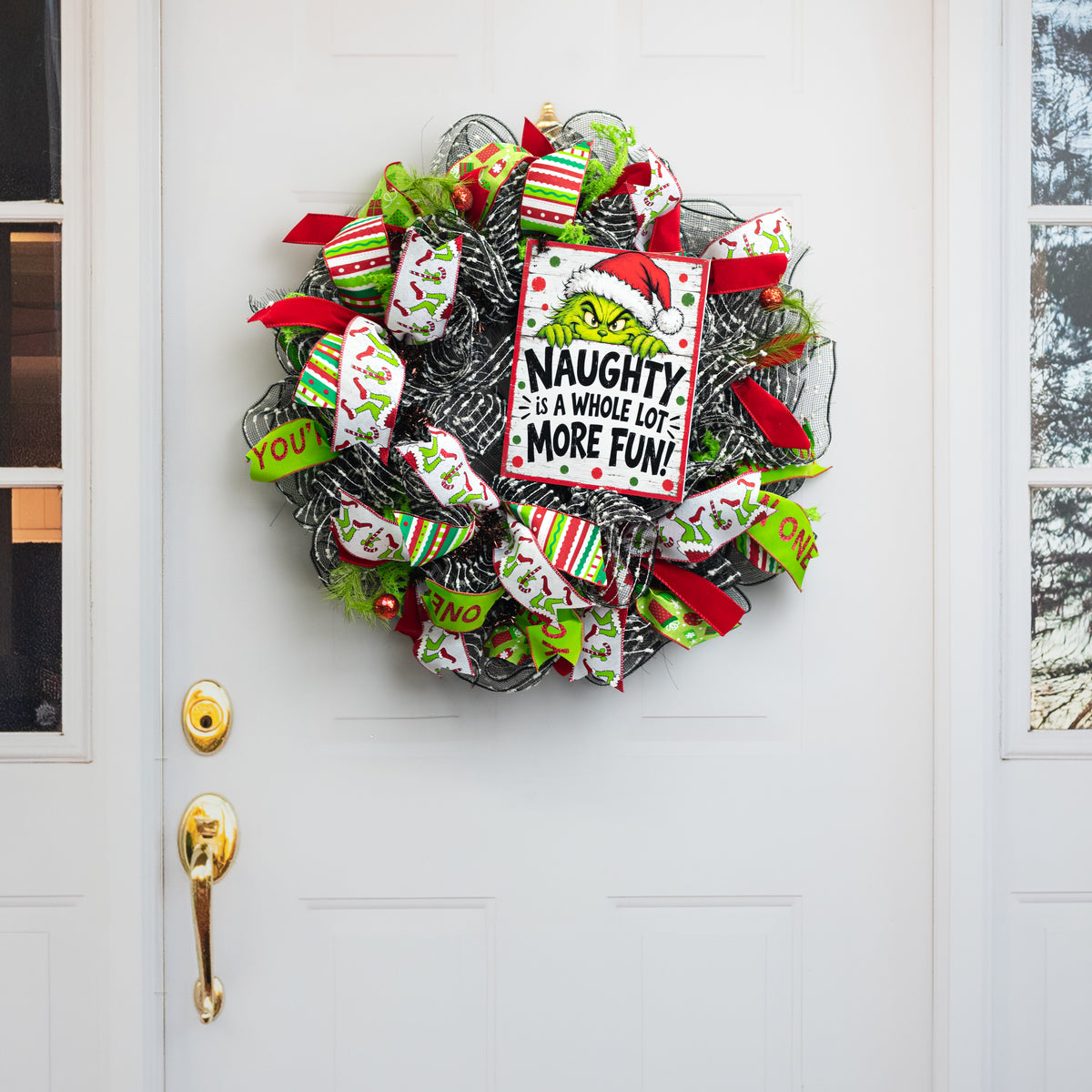 10.5" Waterproof Sign: Naughty Is More Fun Green Monster