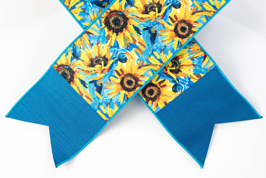 [D Stevens] 6" Dupioni Watercolor Sunflower Ribbon Sash
