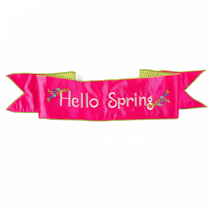 [D Stevens] 6" Dupioni Hello Spring Check Backing Banner: Hot Pink