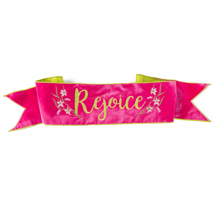 [D Stevens] 6" Velvet Rejoice Green Backing Banner: Hot Pink