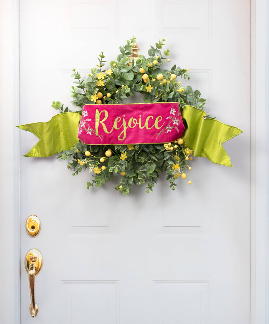 [D Stevens] 6" Velvet Rejoice Green Backing Banner: Hot Pink