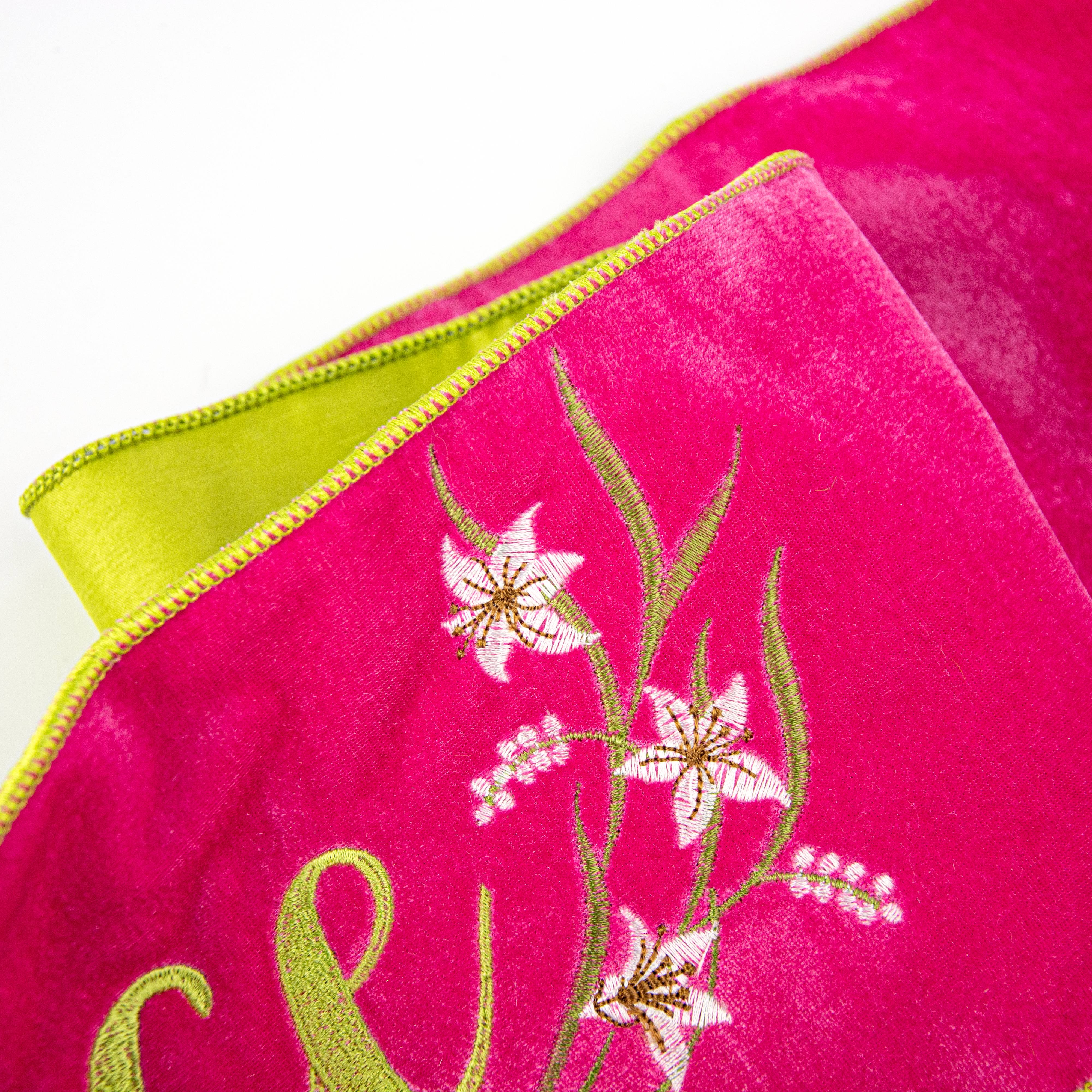 [D Stevens] 6" Velvet Rejoice Green Backing Banner: Hot Pink