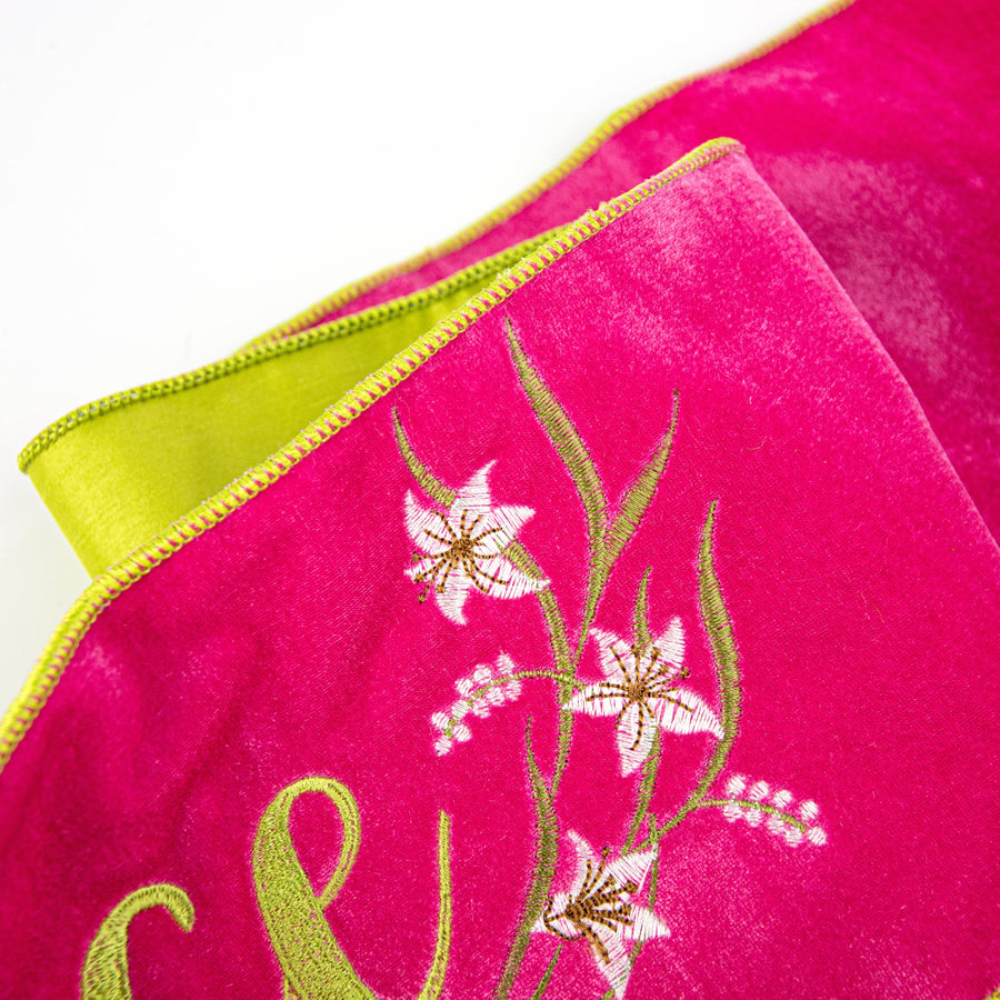 [D Stevens] 6" Velvet Rejoice Green Backing Banner: Hot Pink