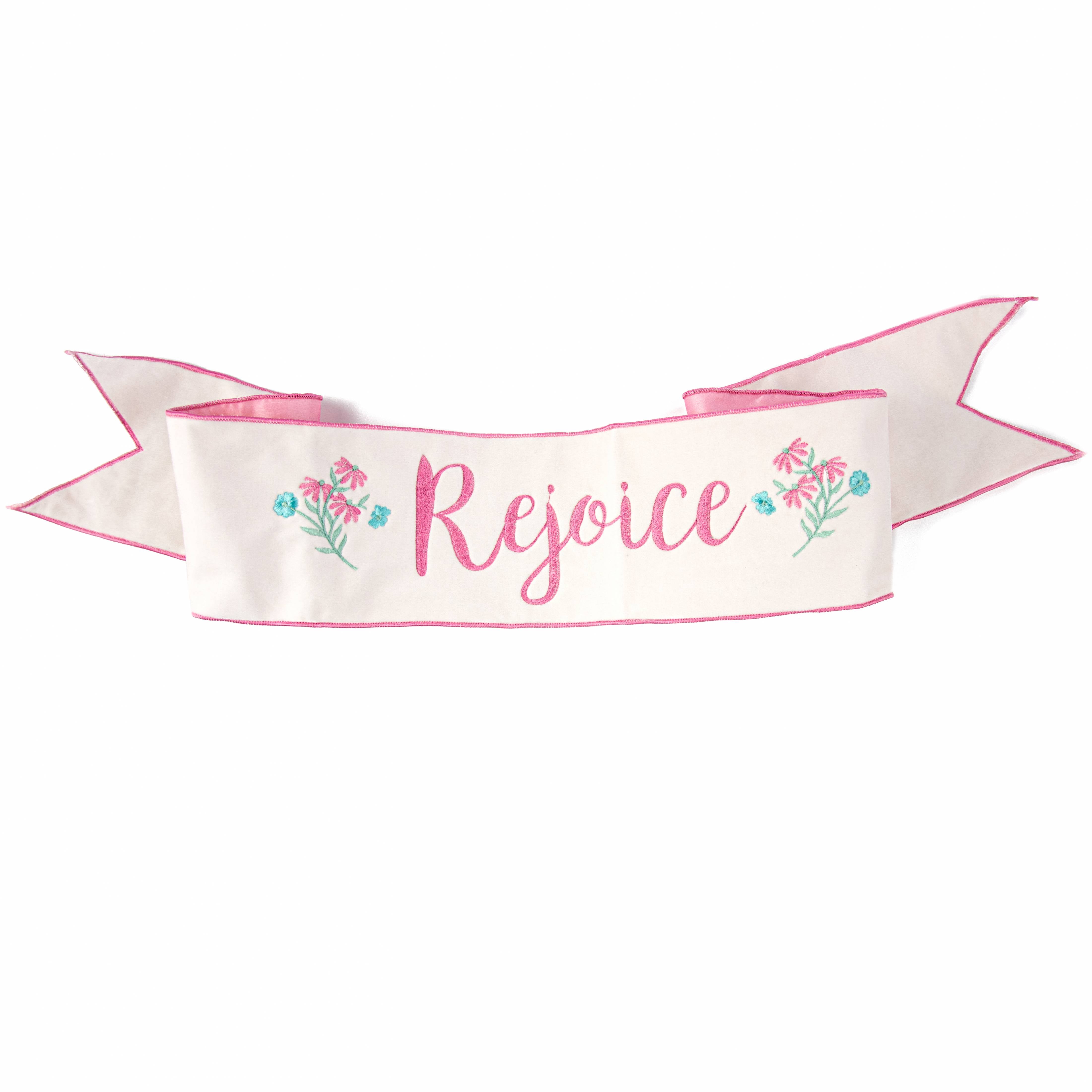 [D Stevens] 6" Velvet Rejoice Pink Backing Banner: White