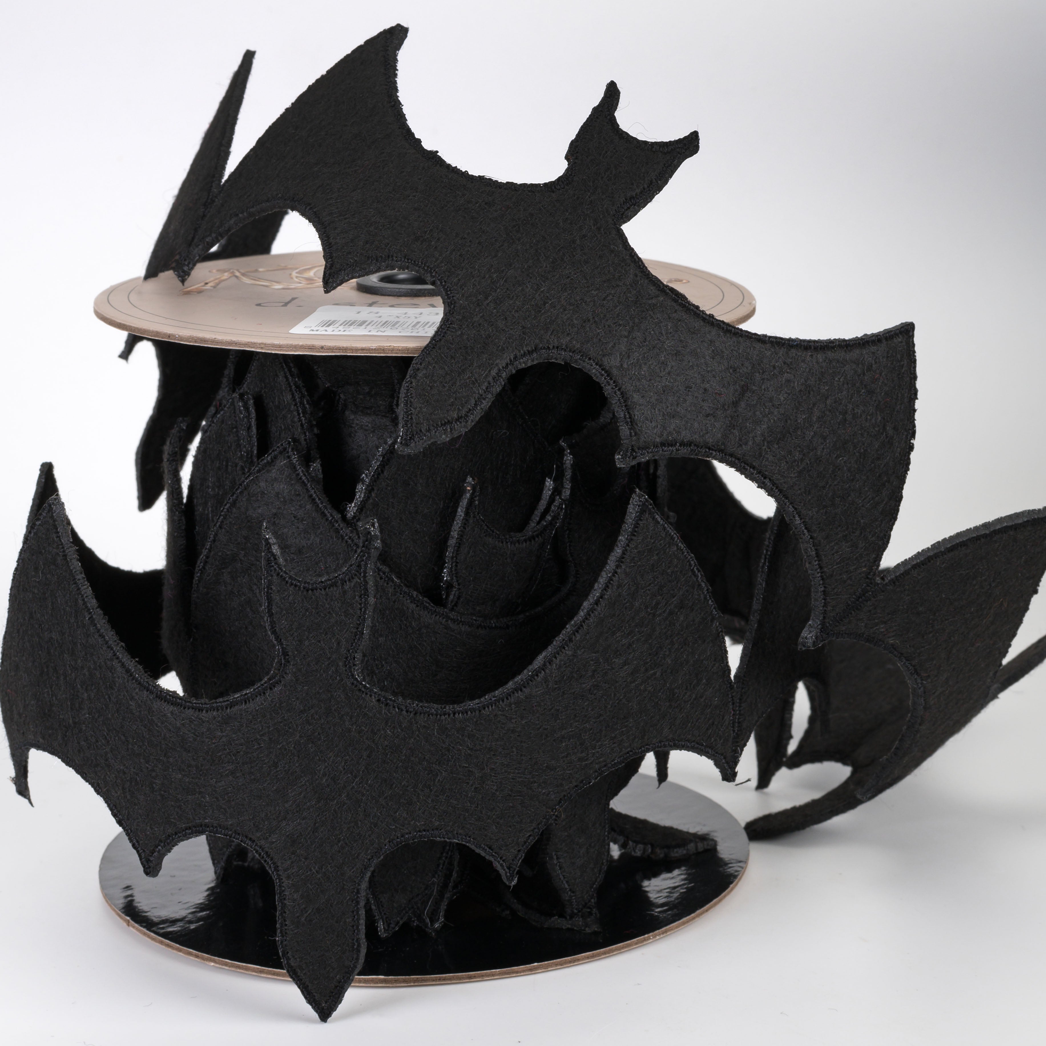 [D Stevens] 3" Unwired Bat Garland Ribbon: Black (5 Yards)