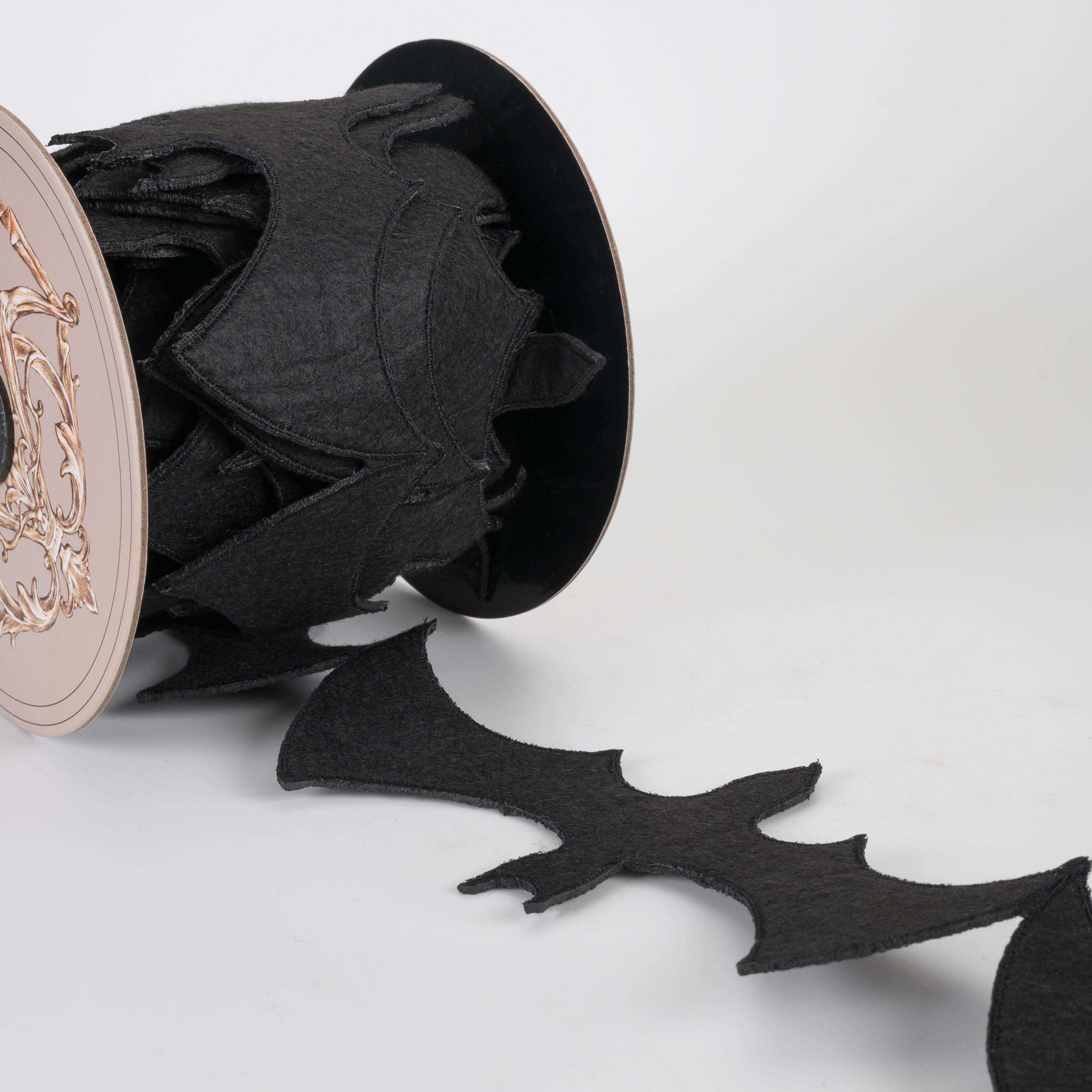 [D Stevens] 3" Unwired Bat Garland Ribbon: Black (5 Yards)