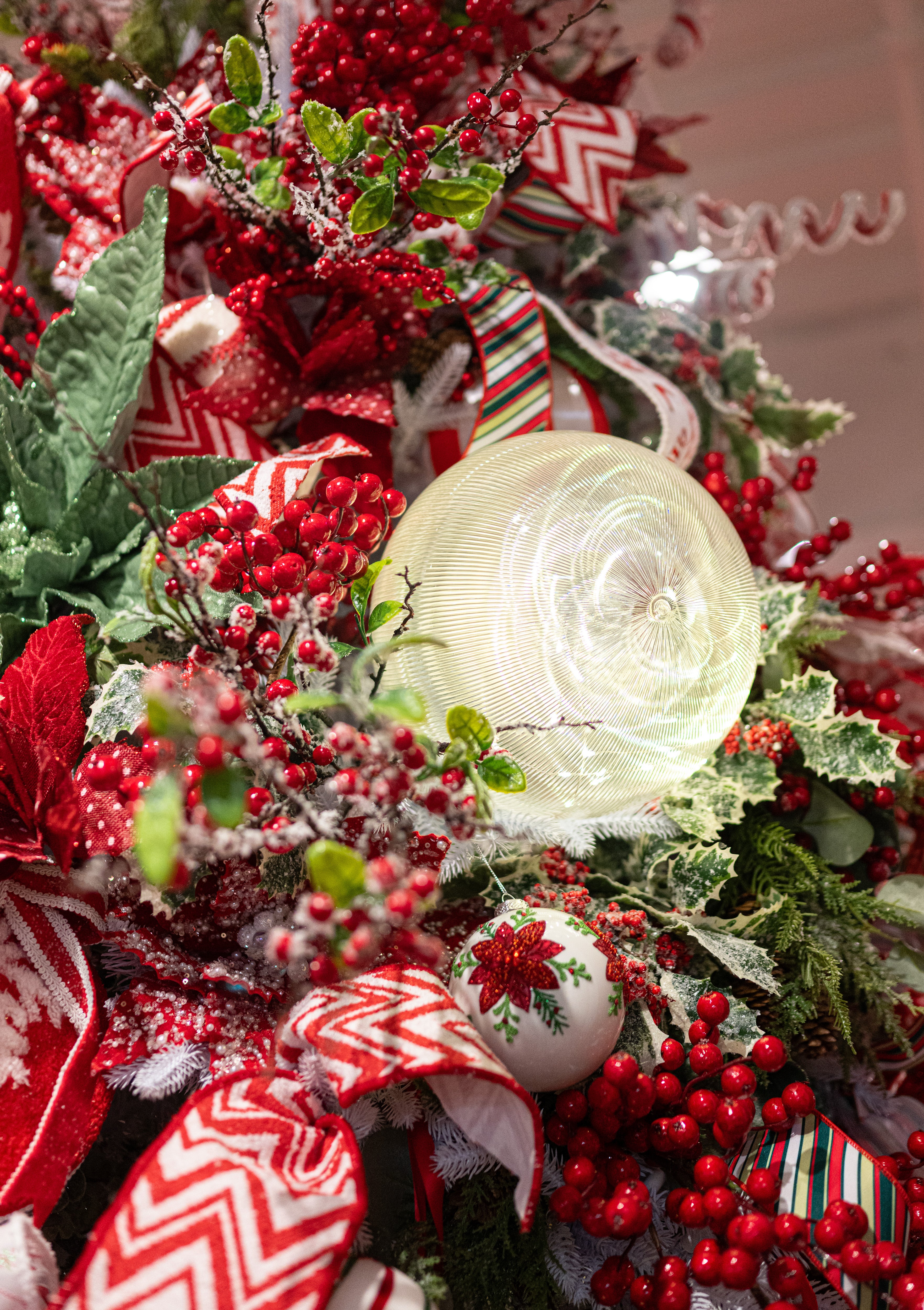 10" Borealis Ball Lighted Ornament: Clear & Warm White