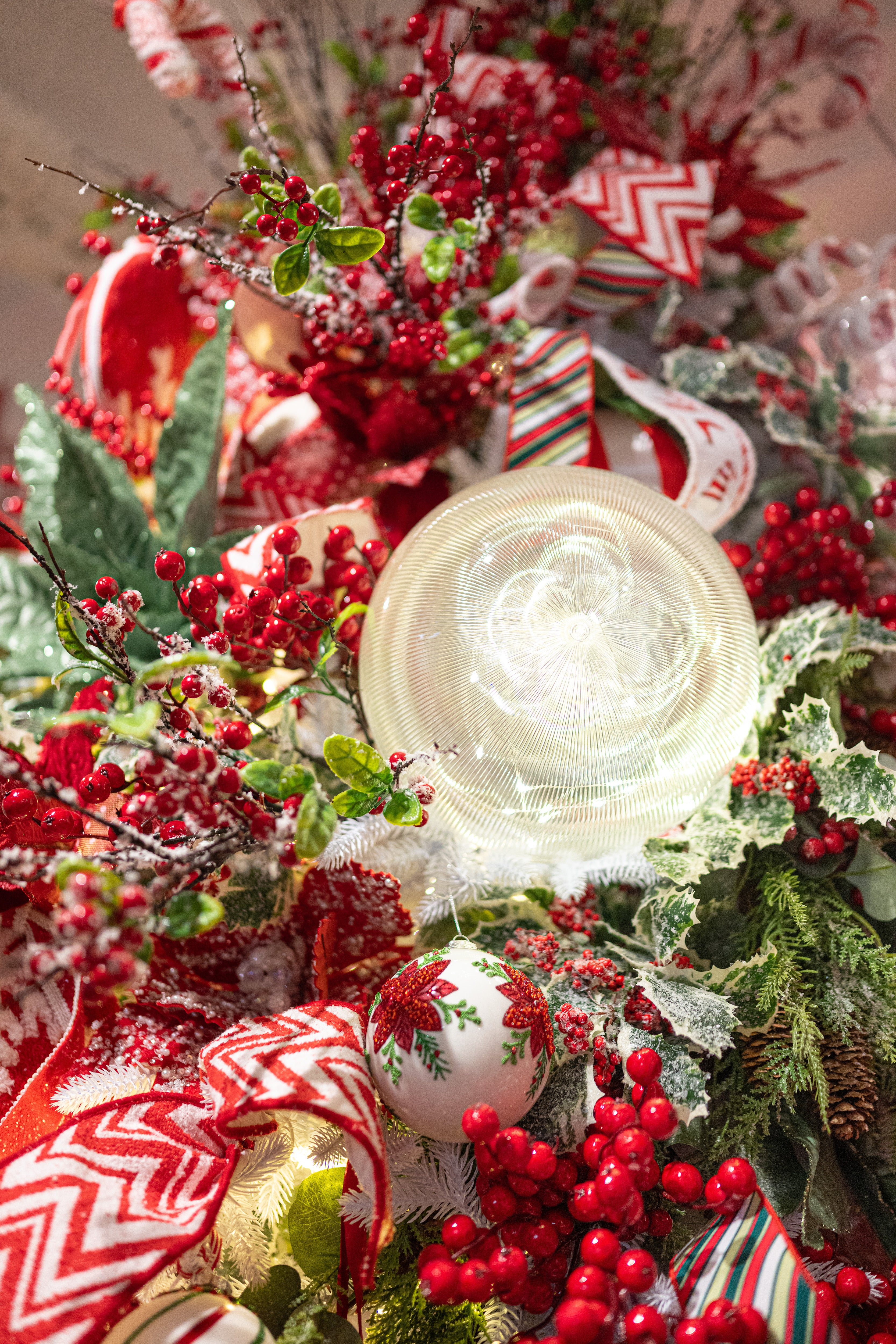 10" Borealis Ball Lighted Ornament: Clear & Warm White