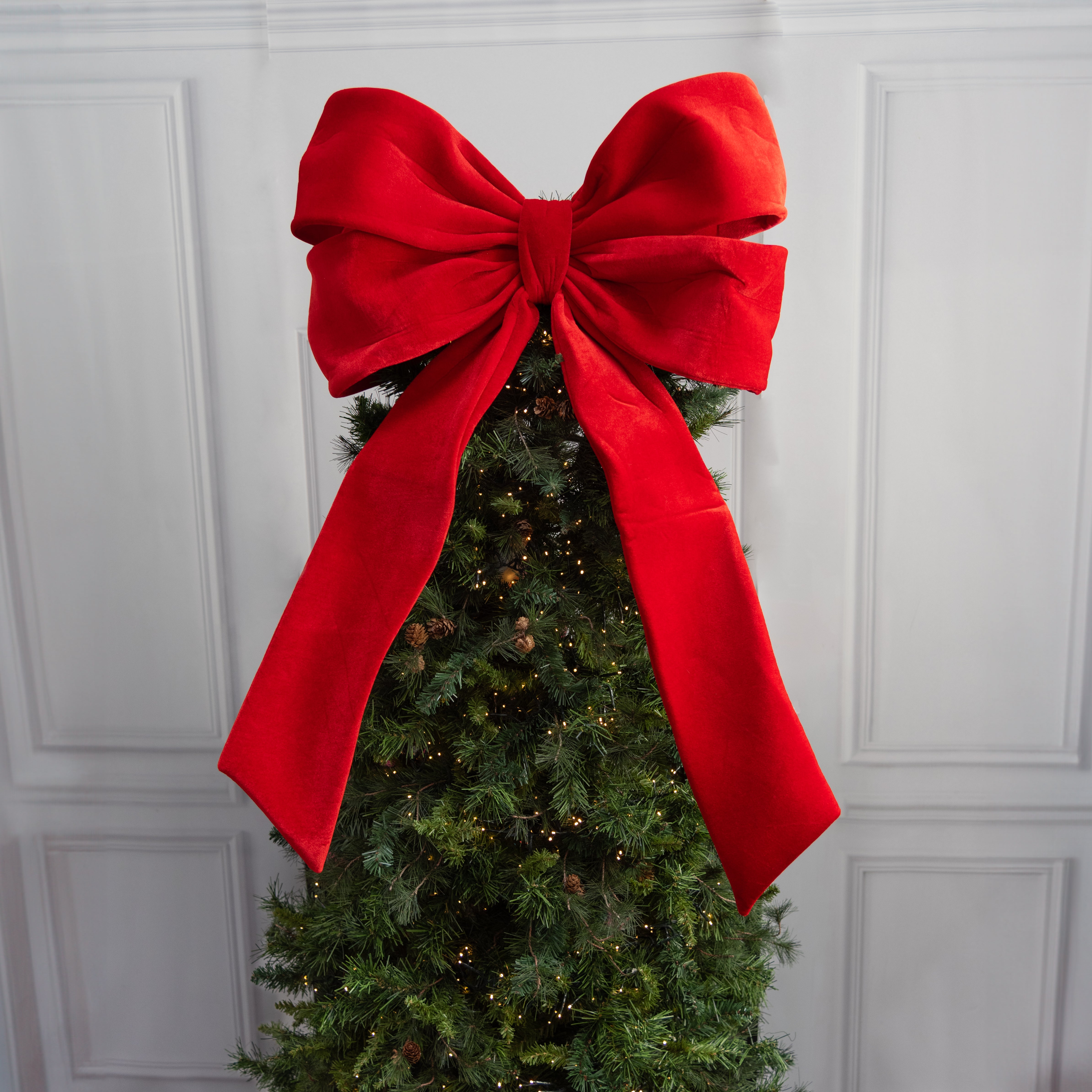 39" Oversized Velvet Bow: Red