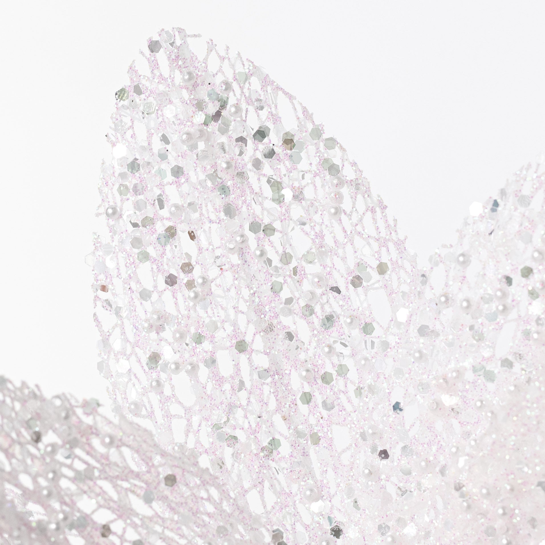 22" Glitter & Pearl Filagree Flower Stem: Soft Iridescent Pink