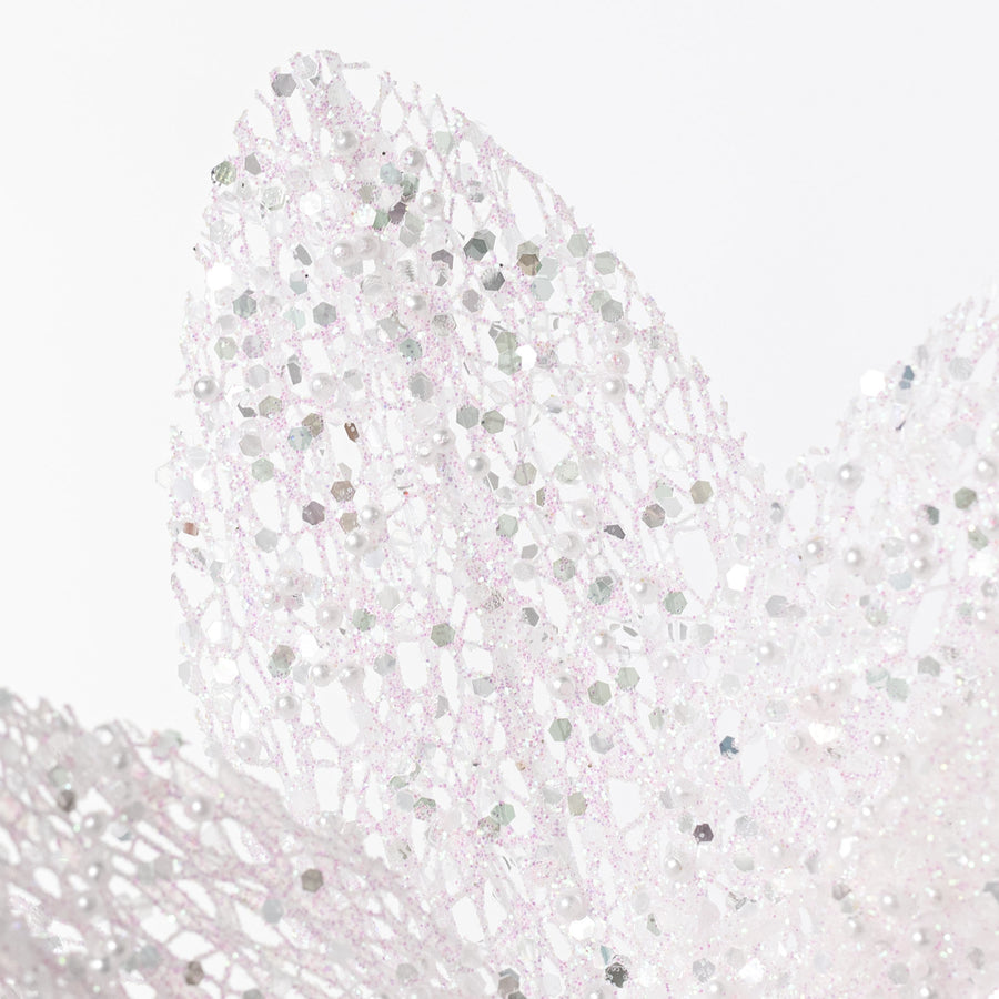 22" Glitter & Pearl Filagree Flower Stem: Soft Iridescent Pink