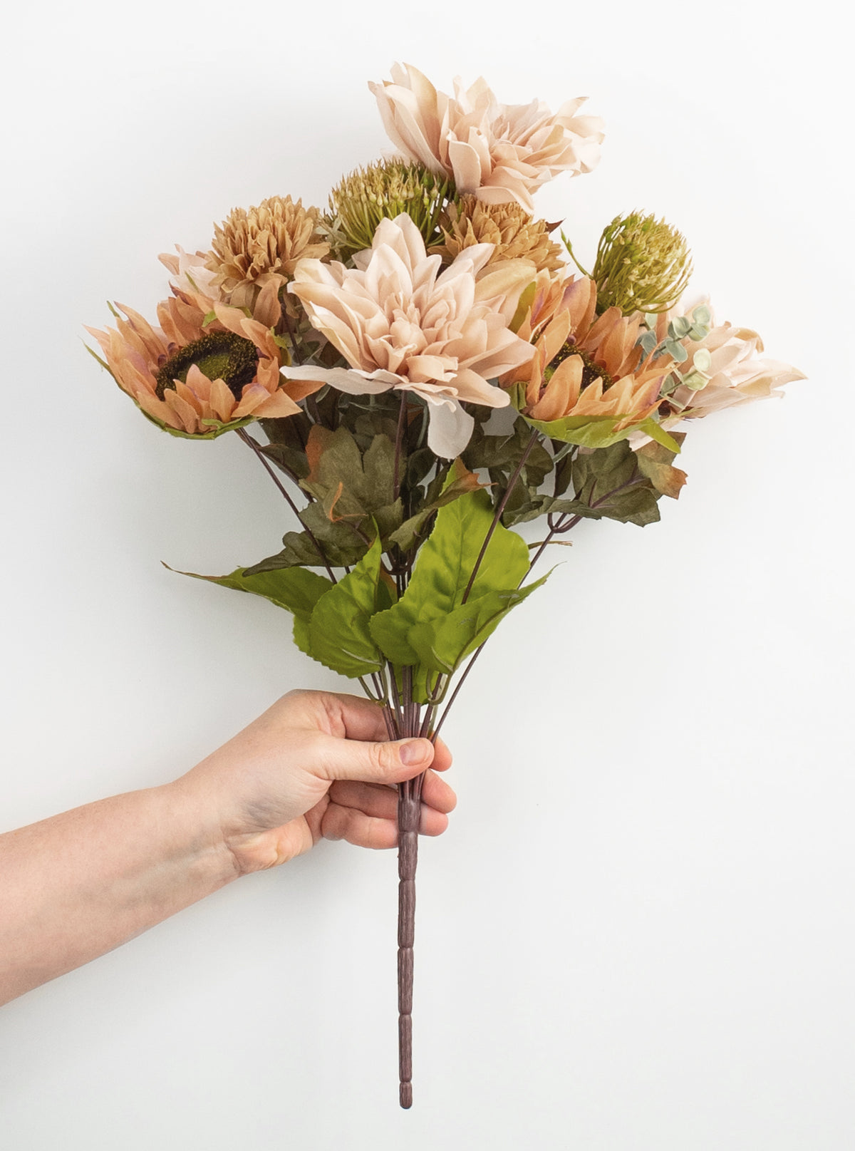 19" Mixed Dahlia Sunflower Bush: Blush & Peach