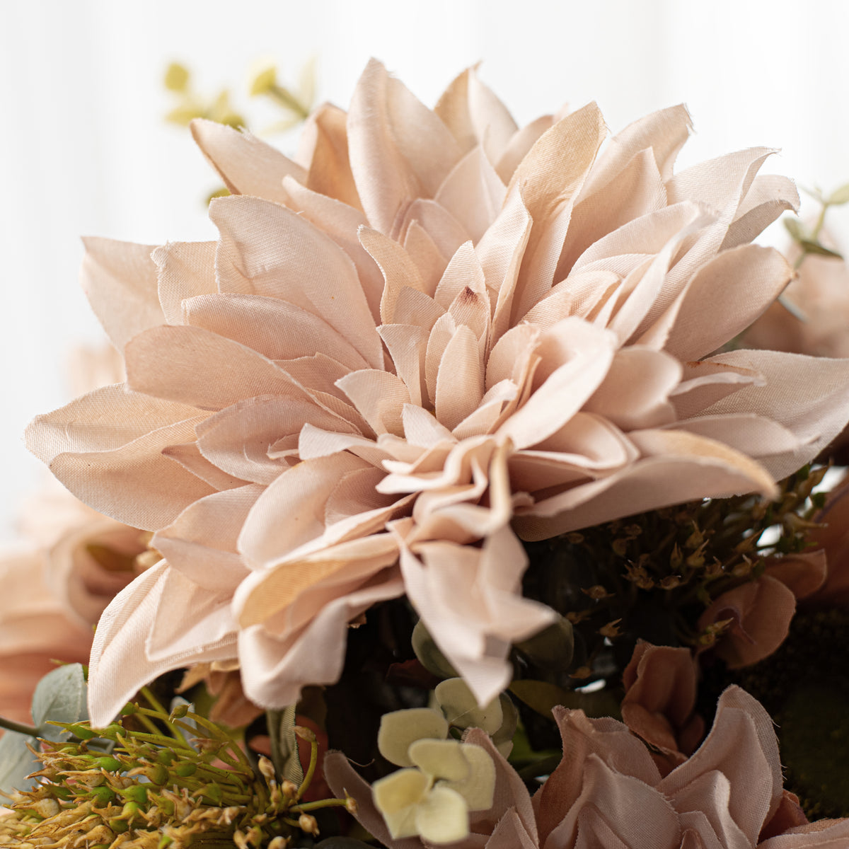 19" Mixed Dahlia Sunflower Bush: Blush & Peach