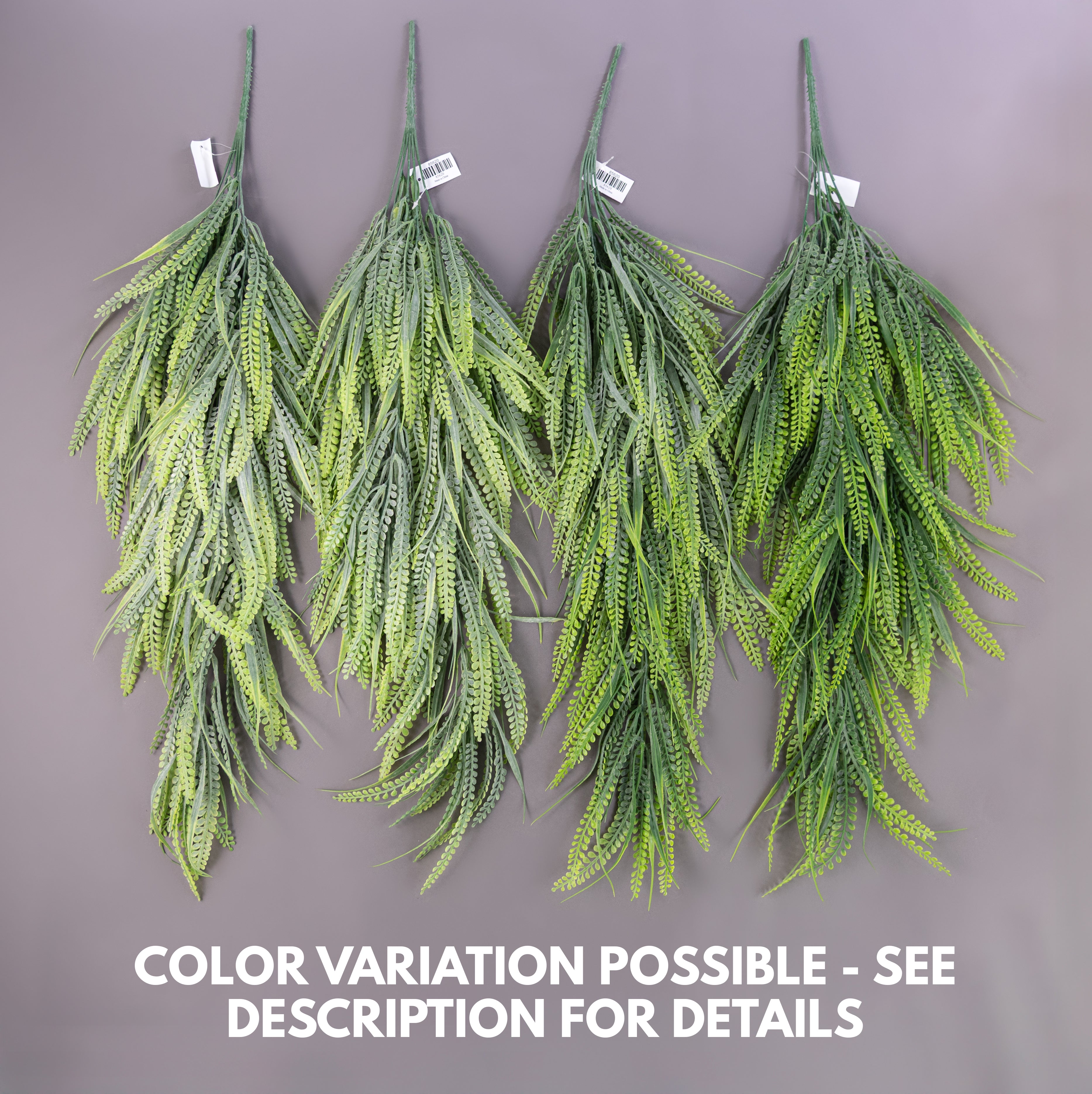 32" BUDGET Button Fern Hanging Bush: Spring Green (5 Stem)