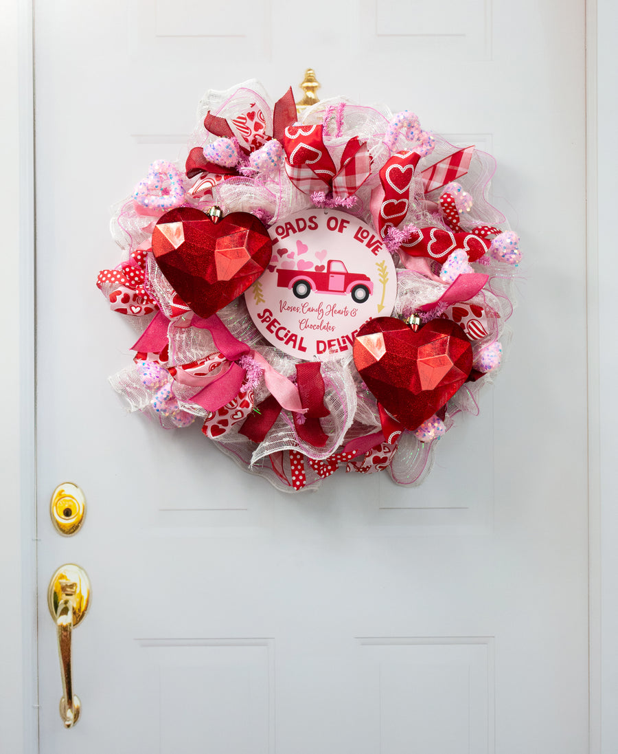 7.25" Heart Gem Ornament: Glitter Inside Red
