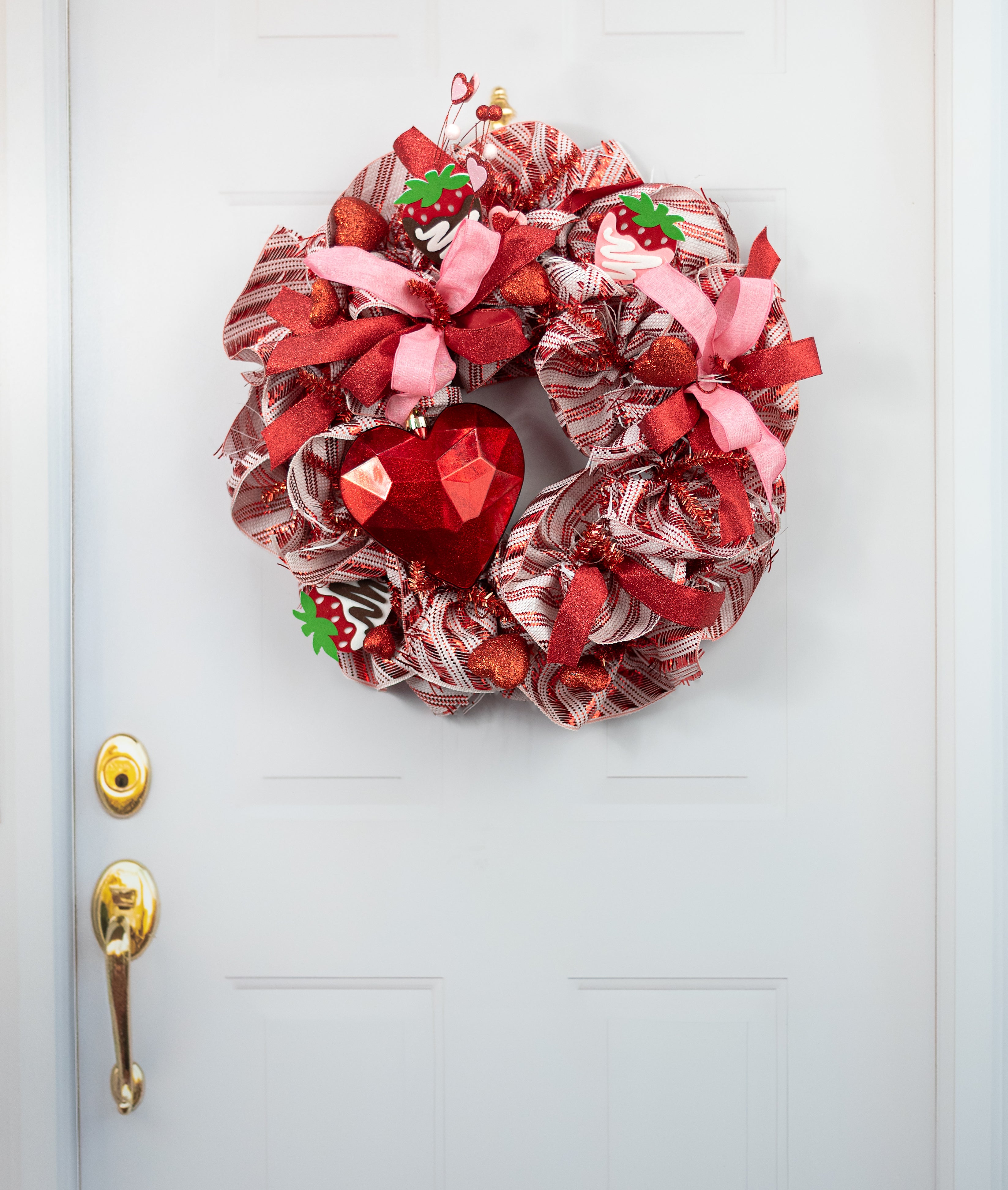 7.25" Heart Gem Ornament: Glitter Inside Red