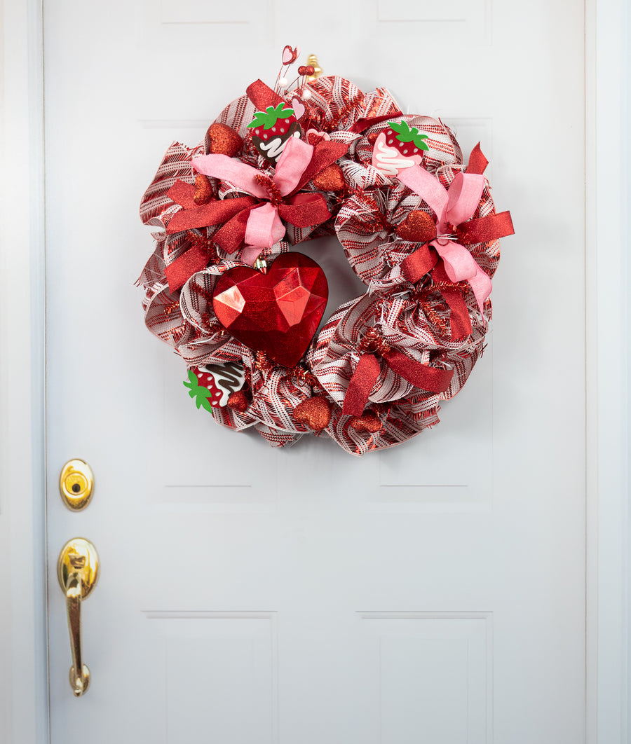 7.25" Heart Gem Ornament: Glitter Inside Red