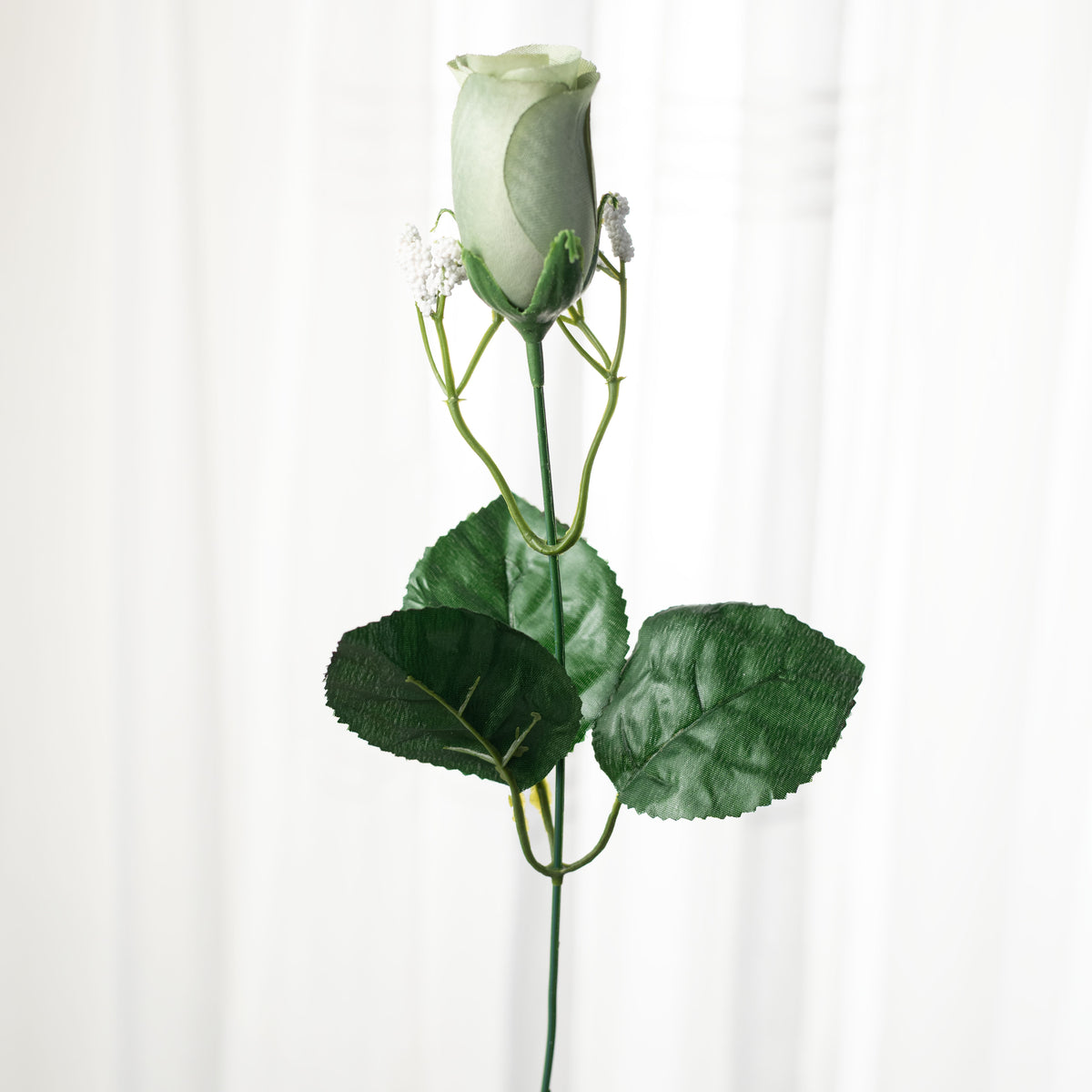 16" Colorfast Lillian Rose Bud Bush with Gypso: Sage Green
