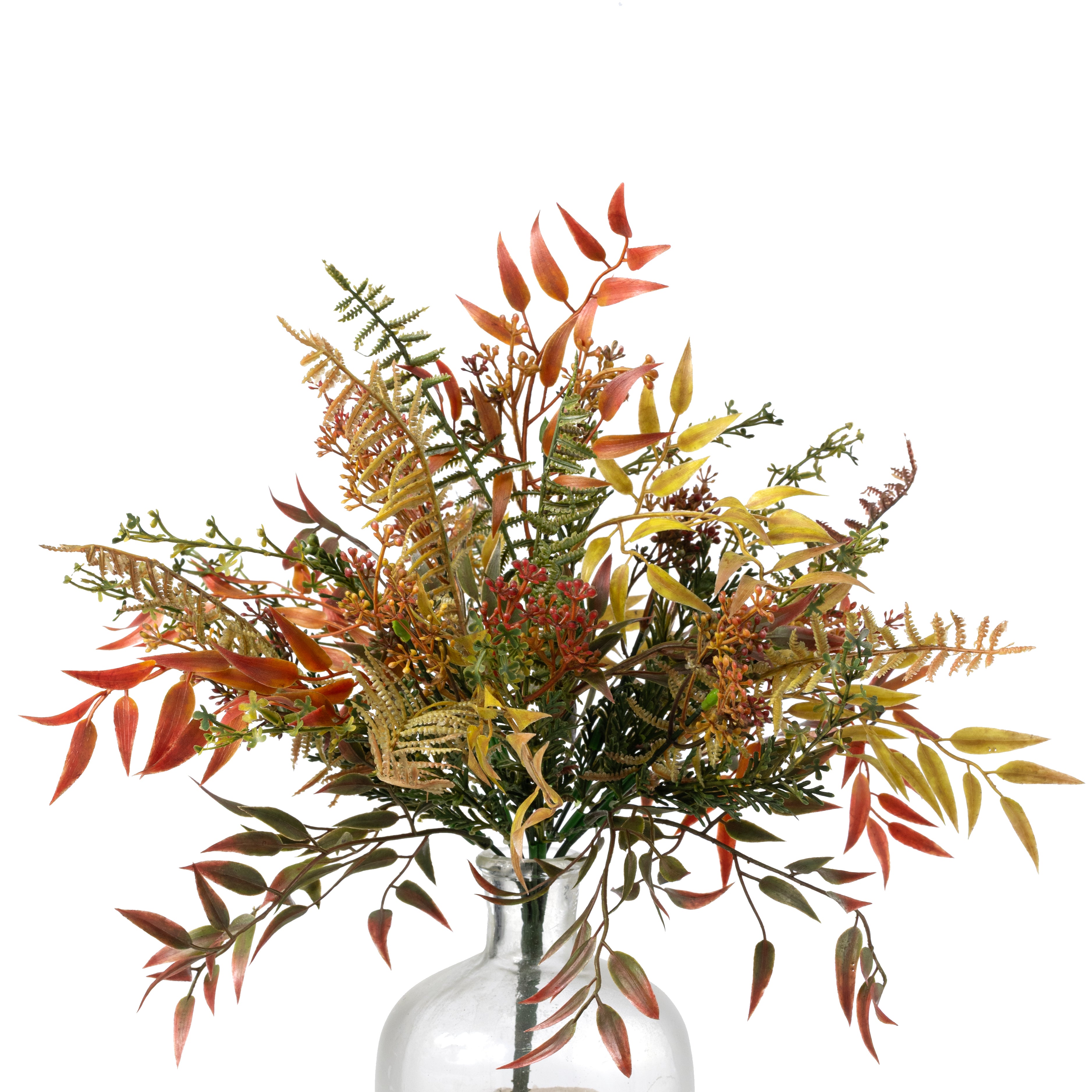 16" Fall Mix Leaf Bush: Rust