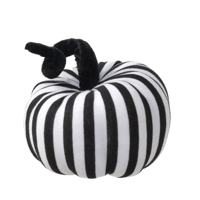 6" Stripe Fabric Pumpkin Decor: Black & White
