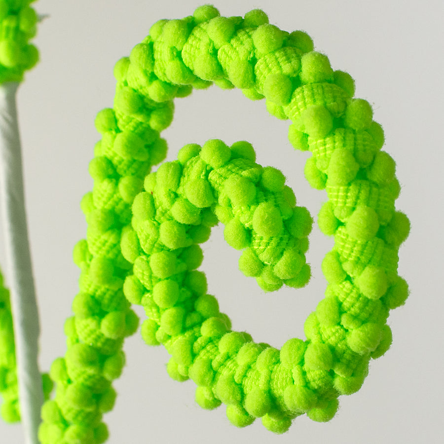 28" Puff Chenille Spiral Curly Spray: Neon Green