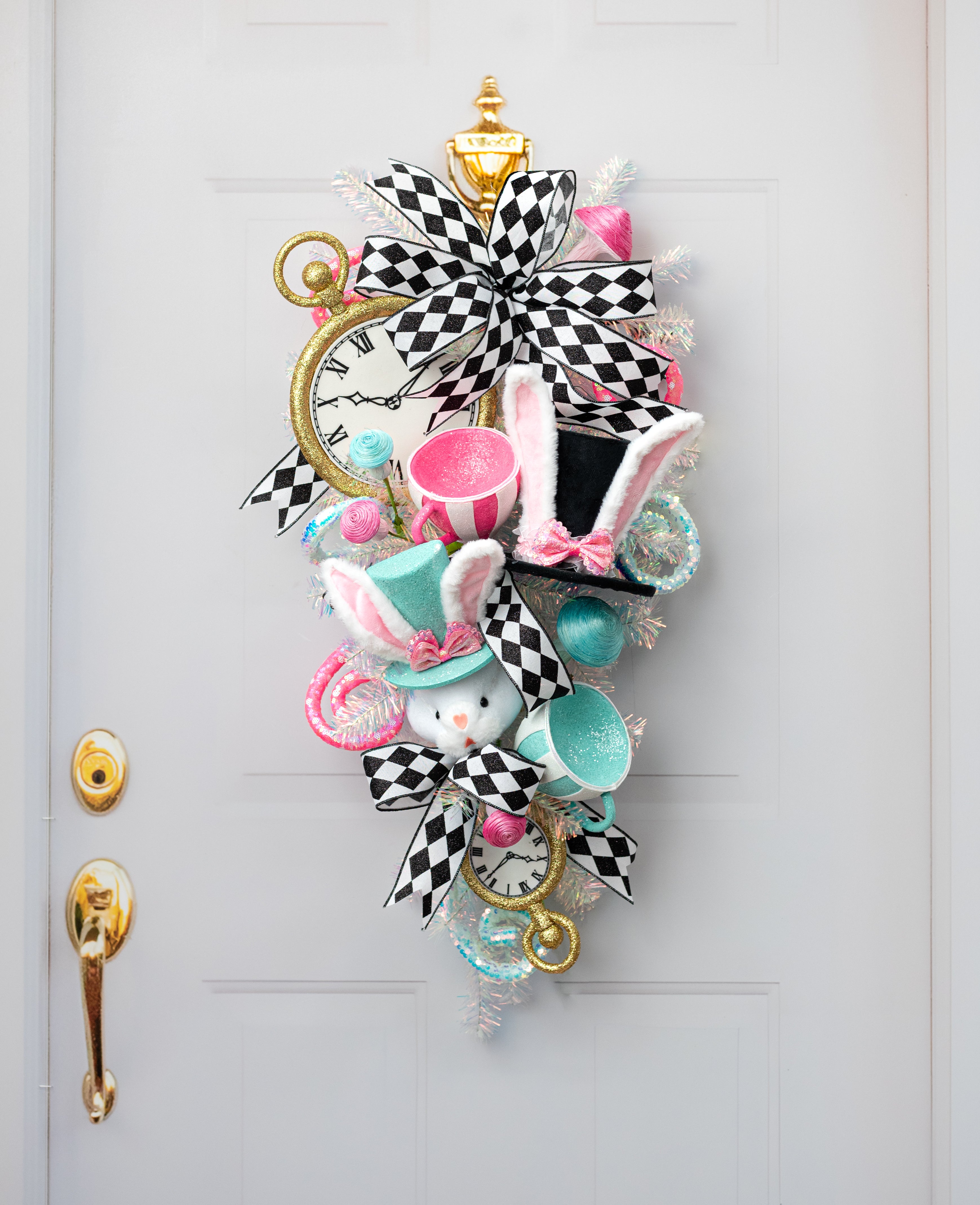 8" Bunny Ears Top Hat Decor: Pink Bow