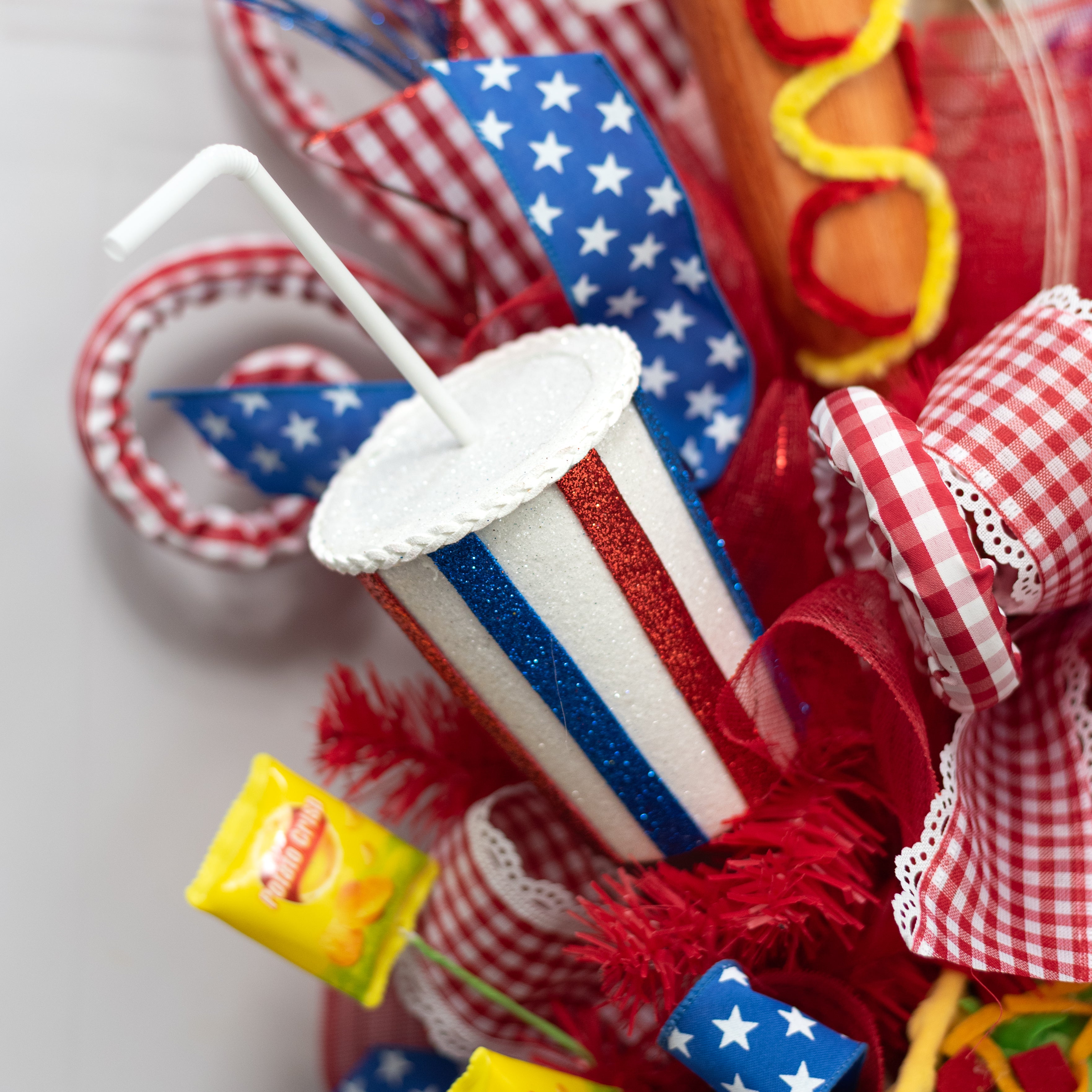 20" Soda Cup Pick: Red, White & Blue