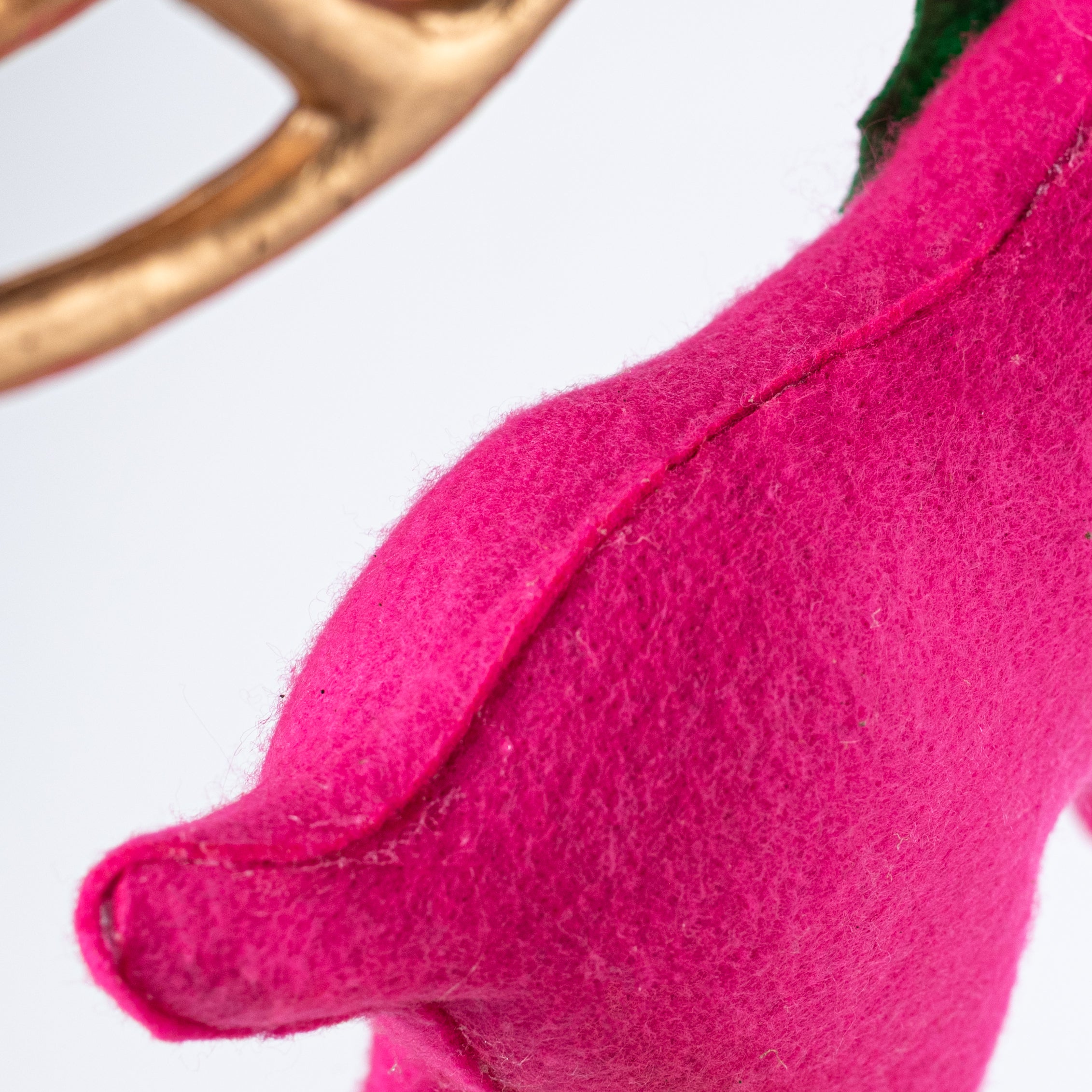 12" Felt Deer Decoration: Hot Pink & Gold