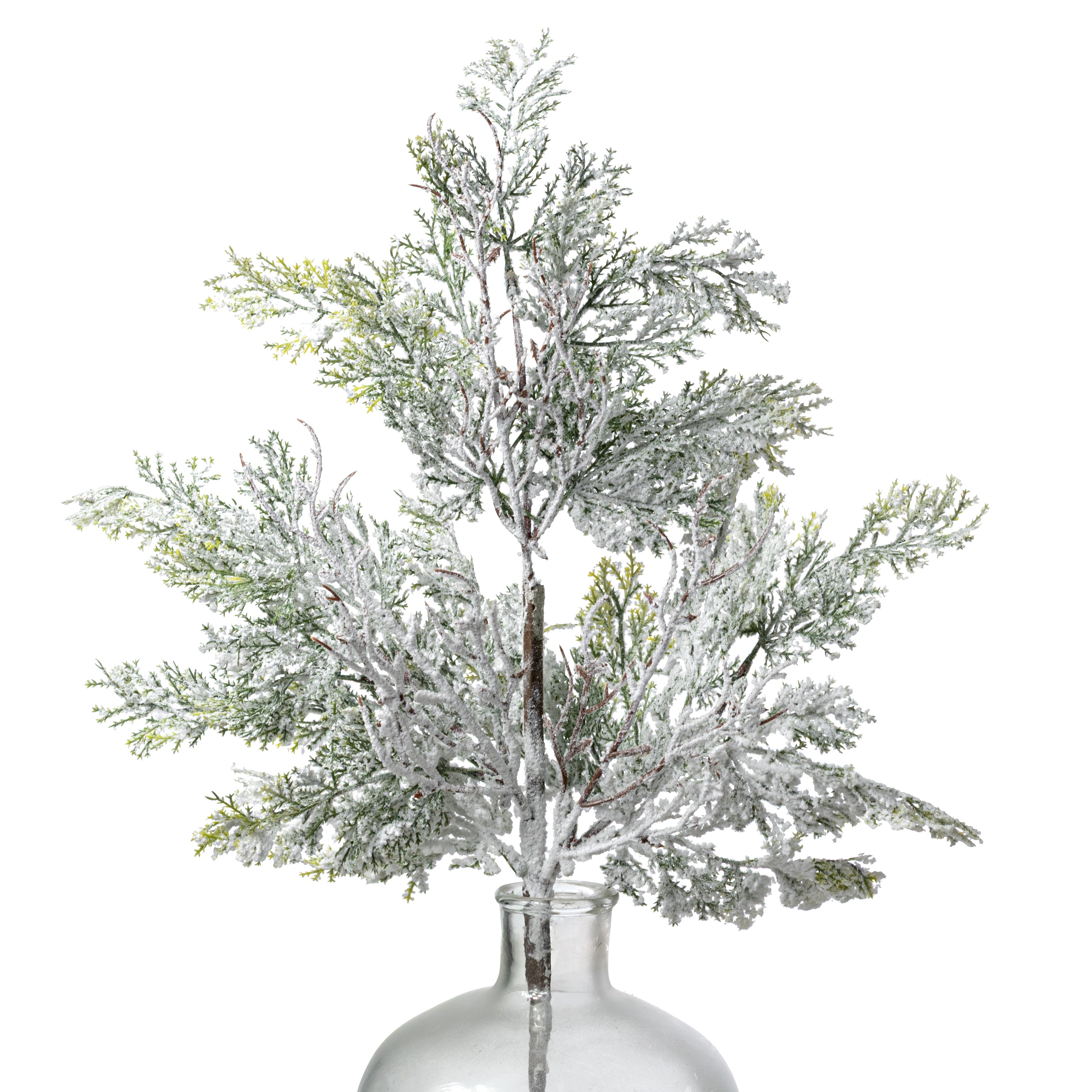 28" Flocked Cedar Spray