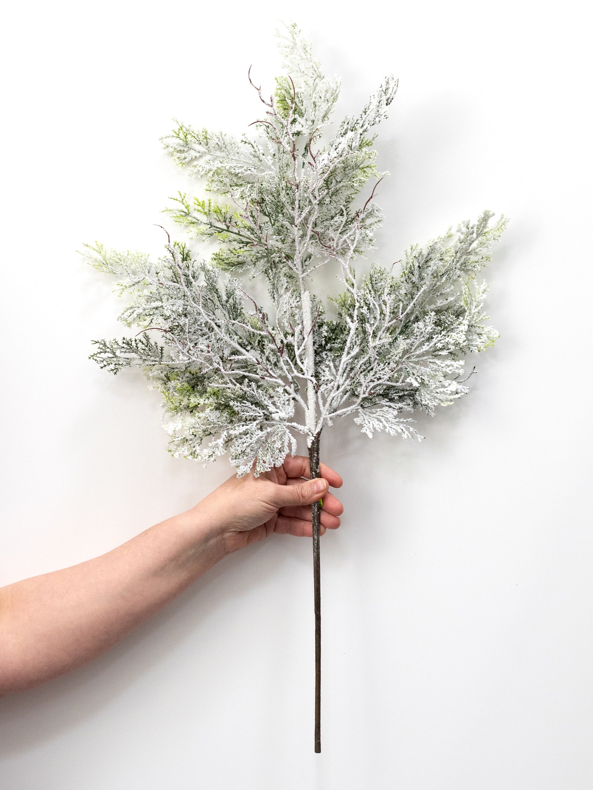 28" Flocked Cedar Spray