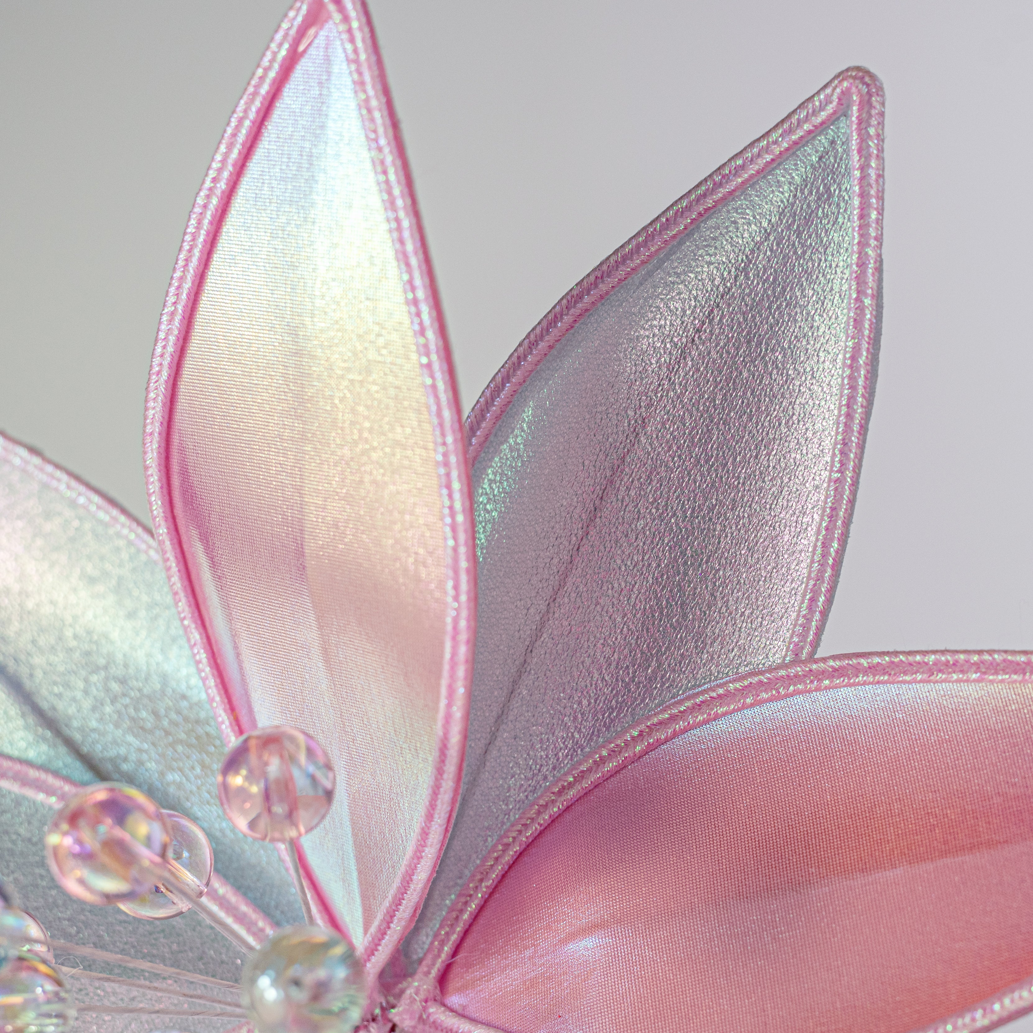 12" x 27" Glossy Iridescent Poinsettia Stem: Mint & Pink