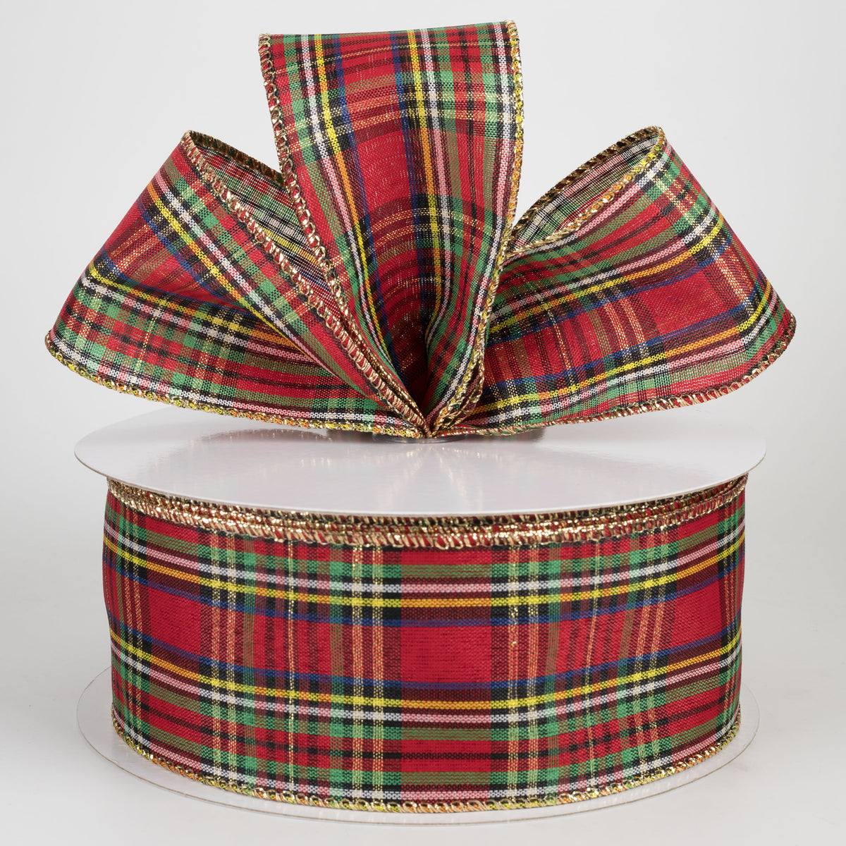 2.5" Traditional Red Tartan Plaid Ribbon (50 Yards)