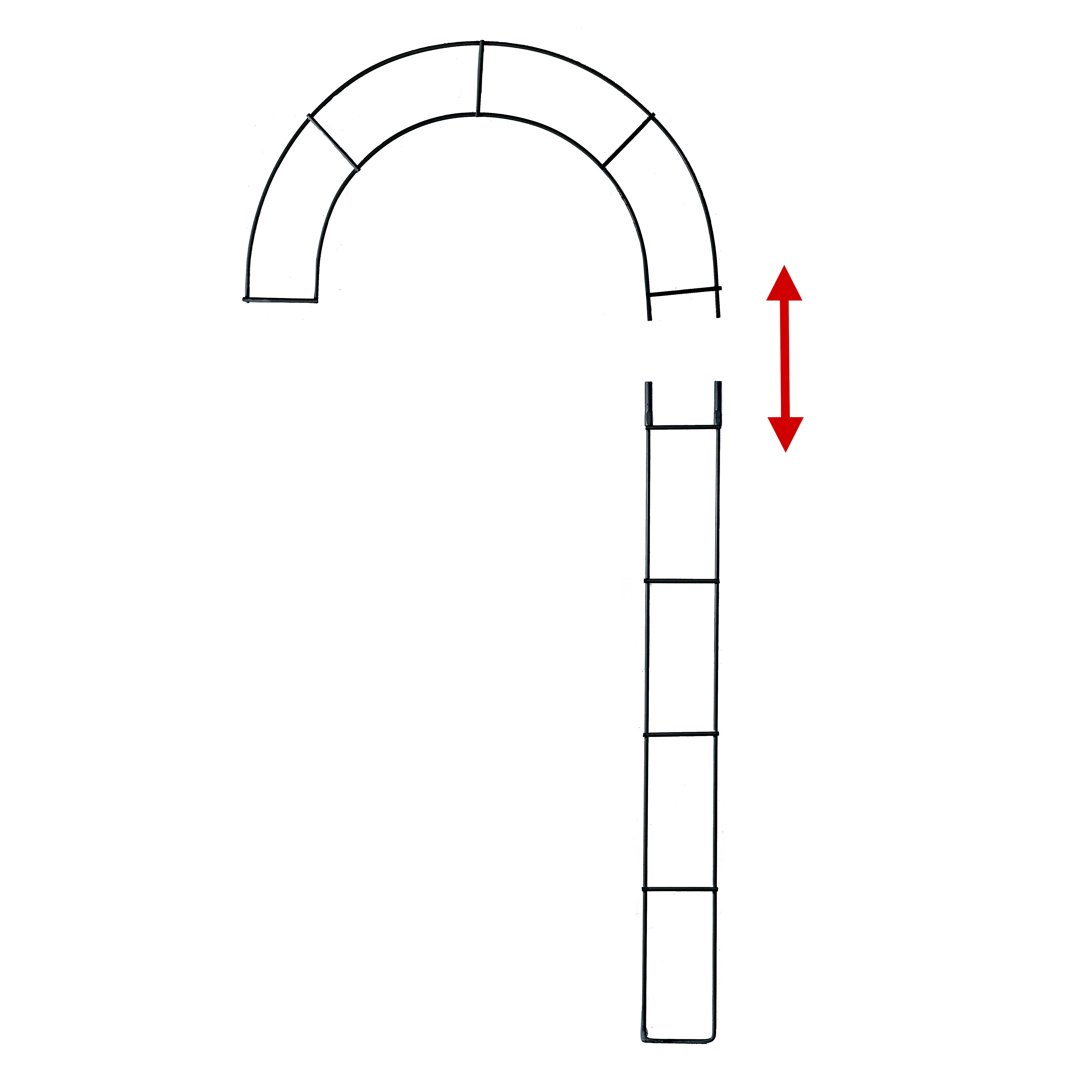 24" Metal Wire Candy Cane Form: Black