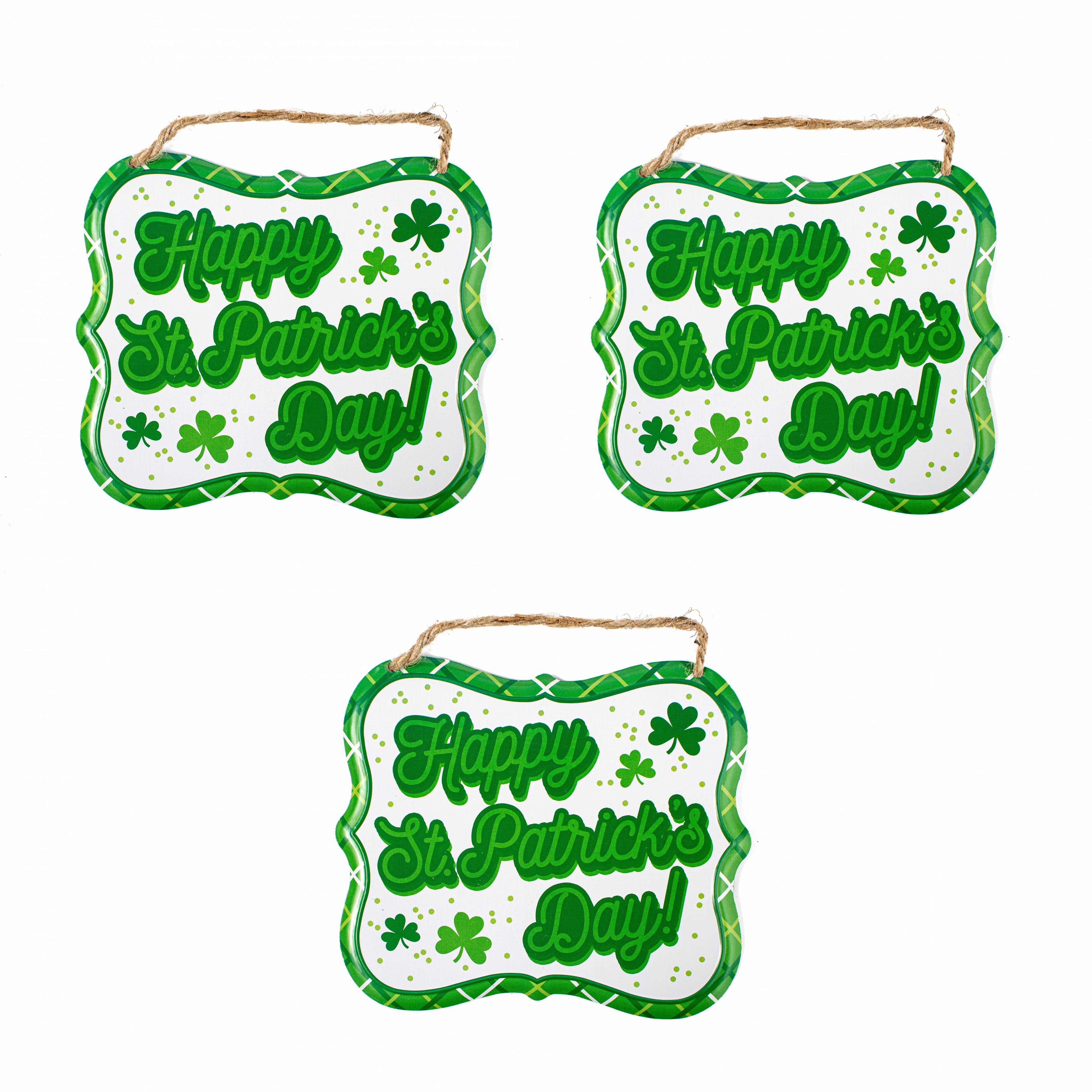 7" Embossed Happy St. Patrick's Day Metal Signs (3)