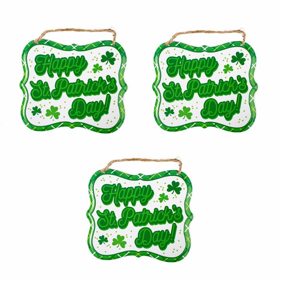 7" Embossed Happy St. Patrick's Day Metal Signs (3)