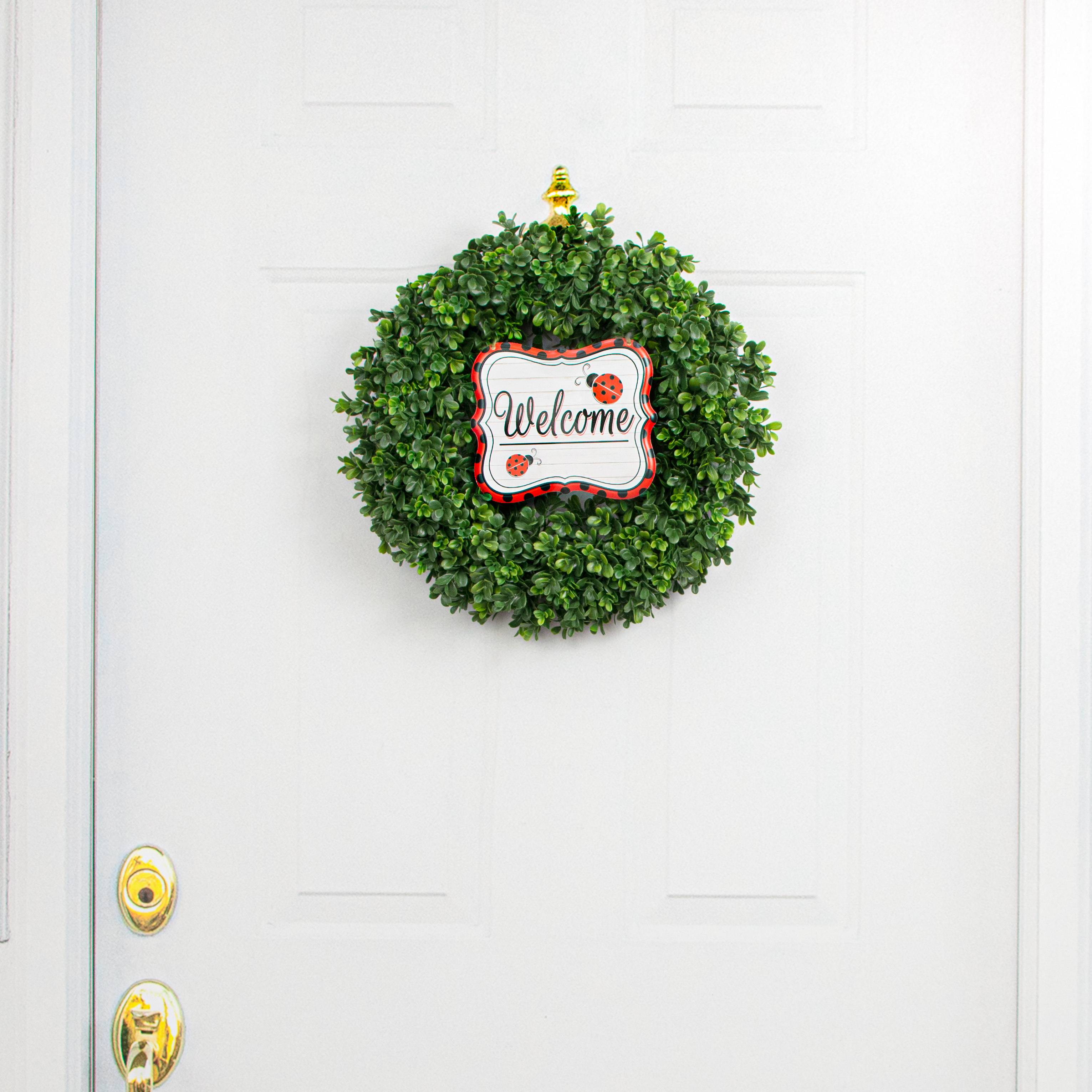 7" Embossed Welcome Ladybug Metal Signs (3)