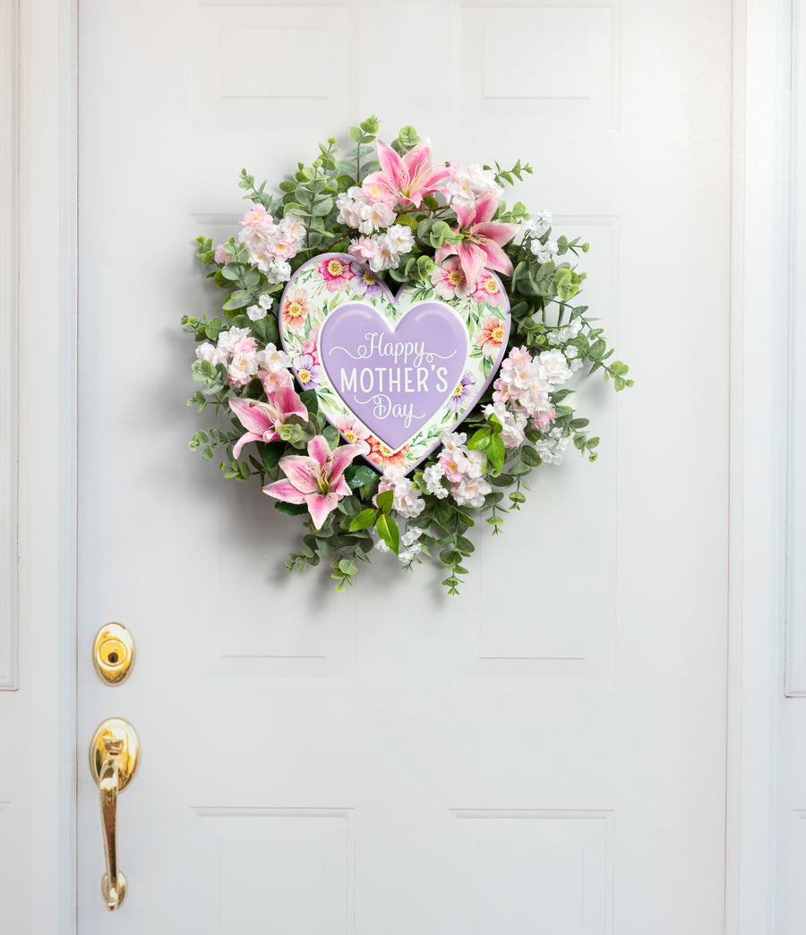 12" Metal Embossed Hanger: Happy Mother's Day Heart