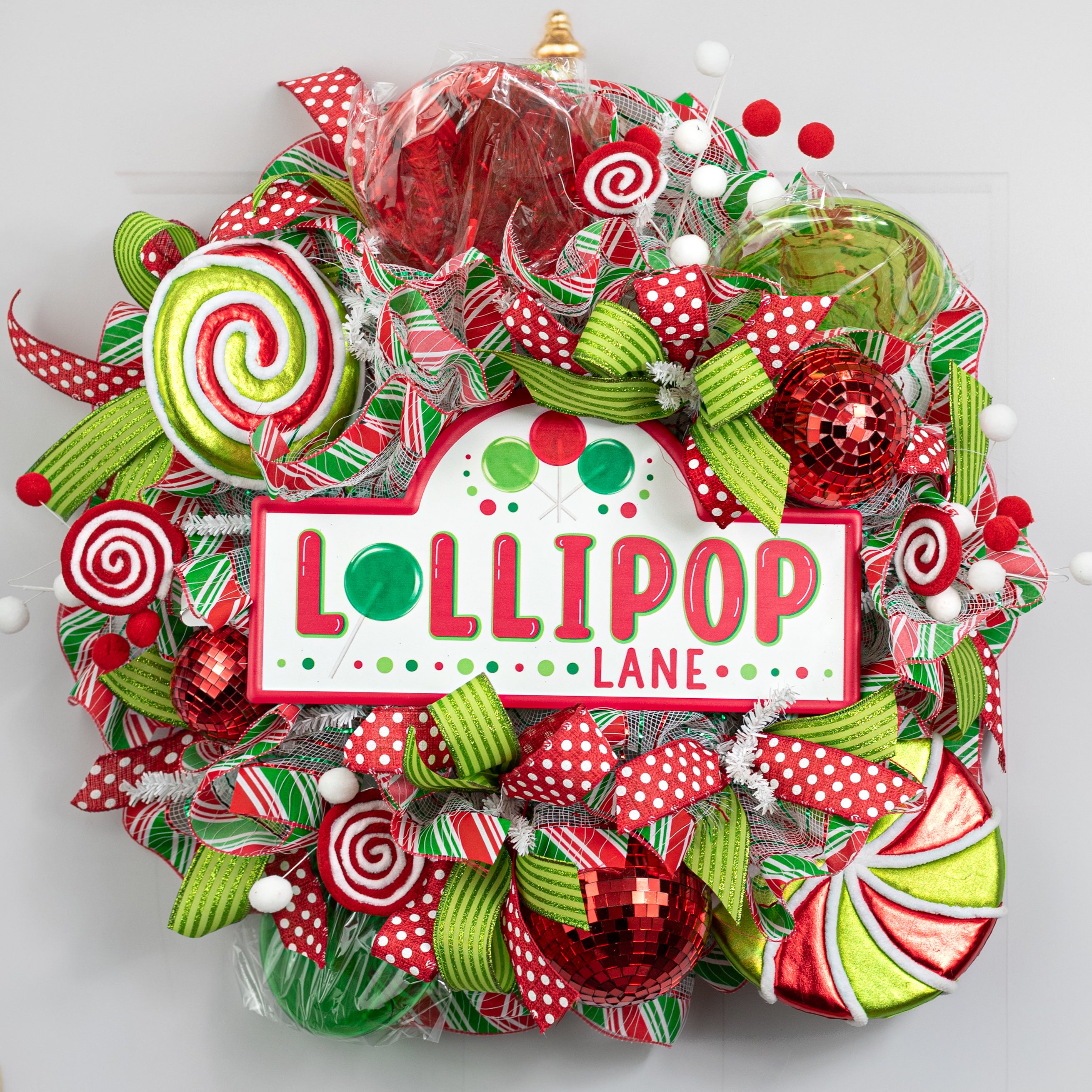 15" Embossed Metal Sign: Christmas Lollipop Lane Street Sign