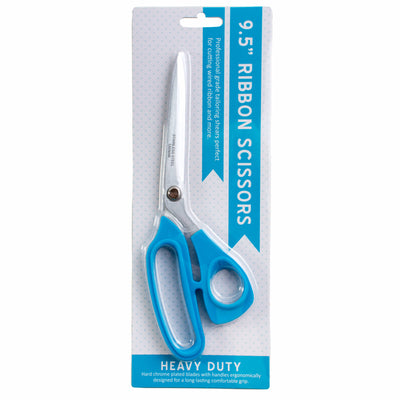 9.5" Heavy Duty Ribbon Scissors: Turquoise