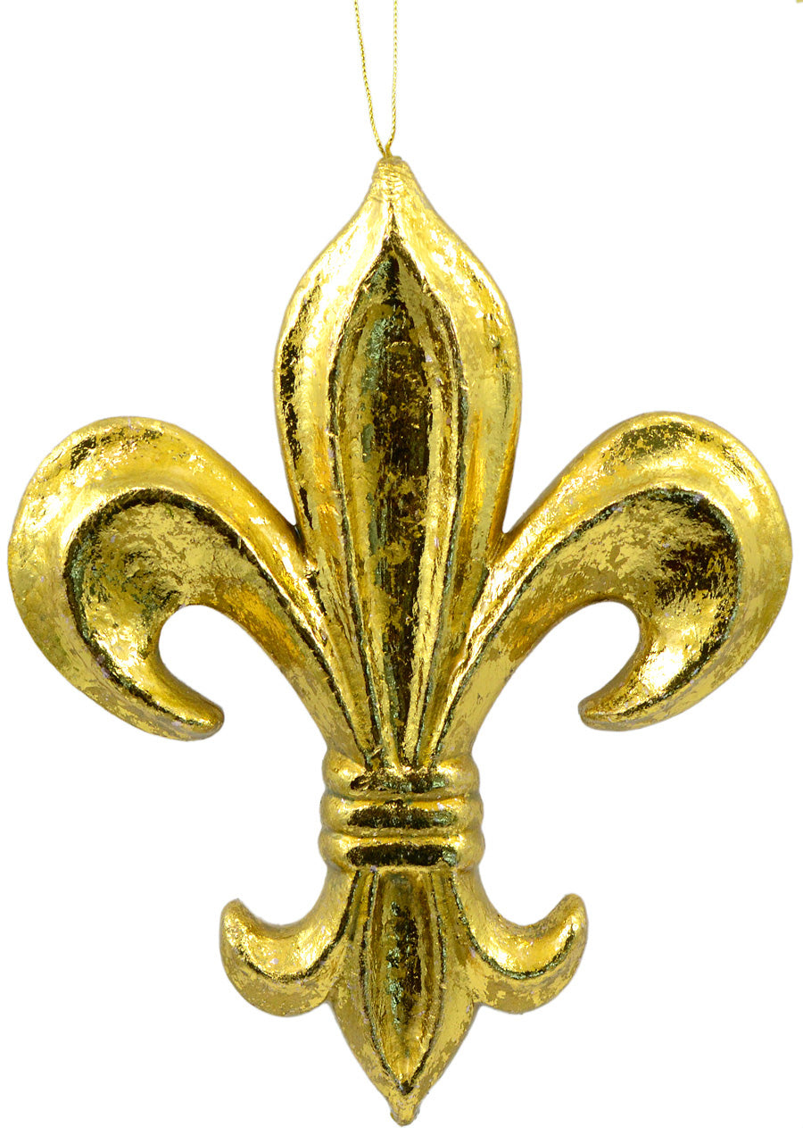 10" Gold Leaf Fleur de Lis Ornament