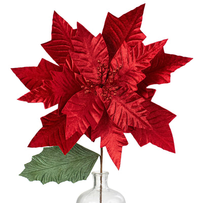 24" Jumbo Poinsettia Stem: Red